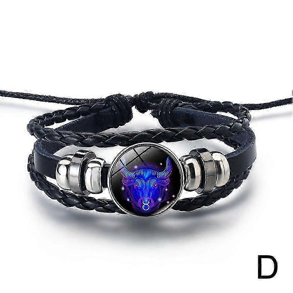 Serene Manifestation Armband 12Konstellationer Ädelsten Läder ändra Energi