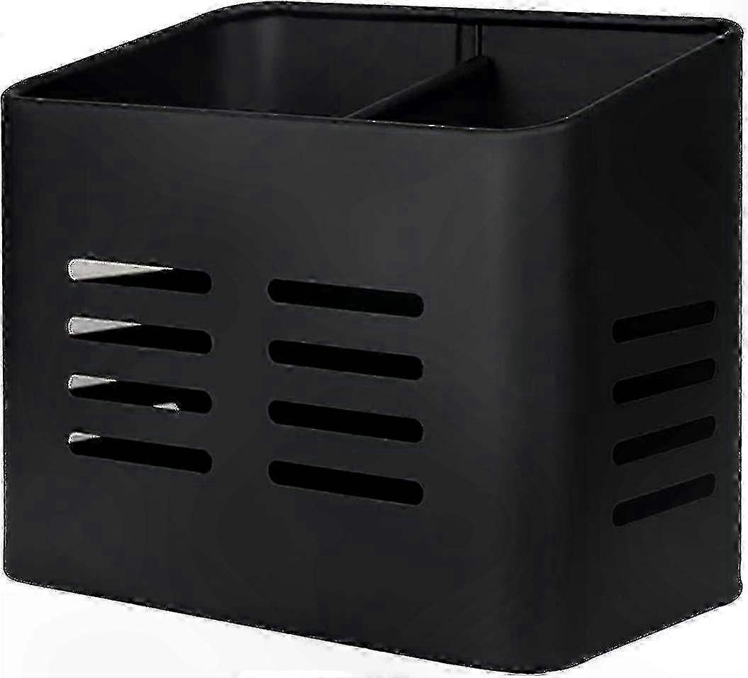 صندوق أدوات مائدة معدني للمقصورة ، صينية تنقيط أدوات المائدة 9 × 16 × 13.5 سم ، منظم أداة عمودي لكونترتوب المطبخ والطاولة (أسود)