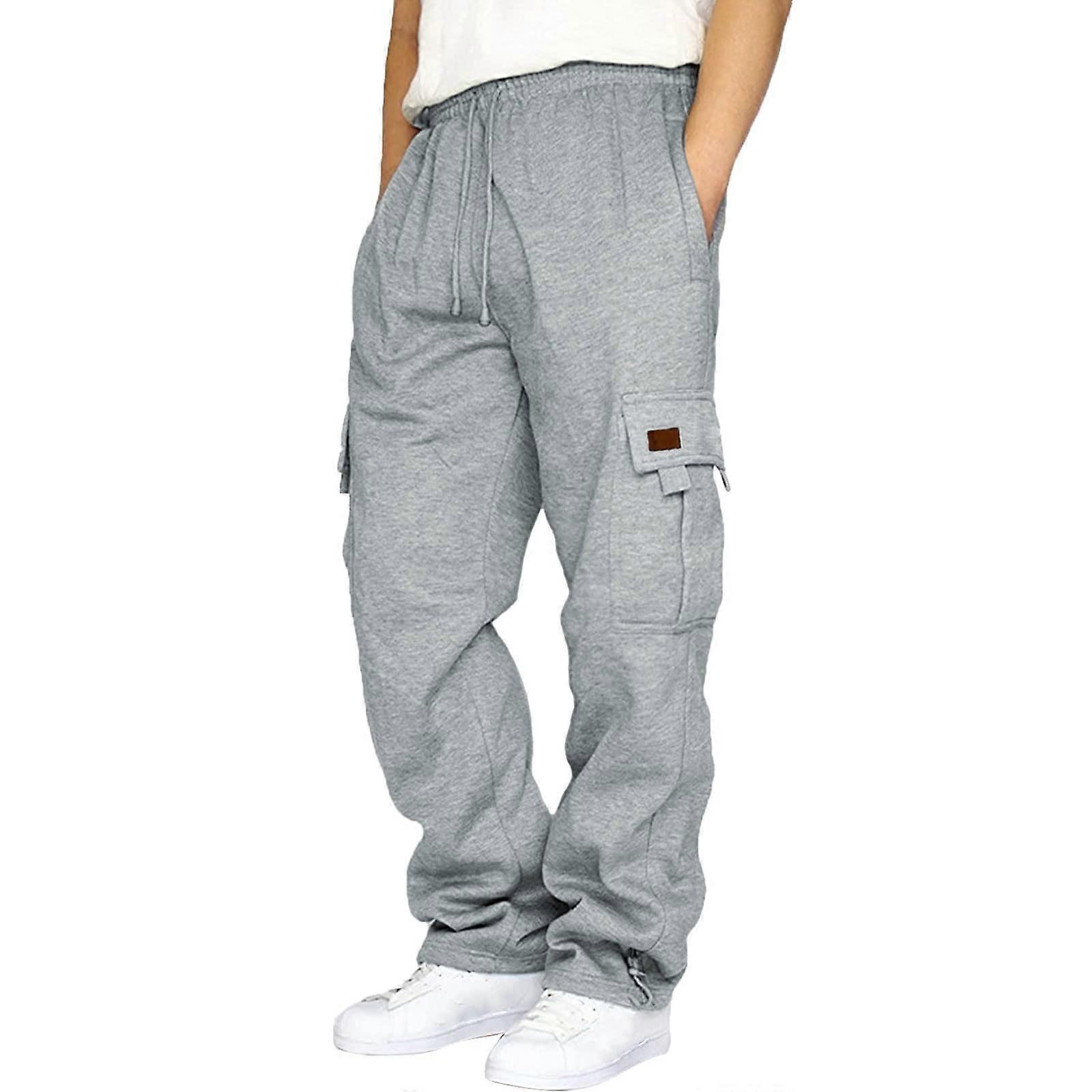 Men's Cotton Cargo Pants with Pockets, Elastic Waist, Regular Fit Ref: 4299