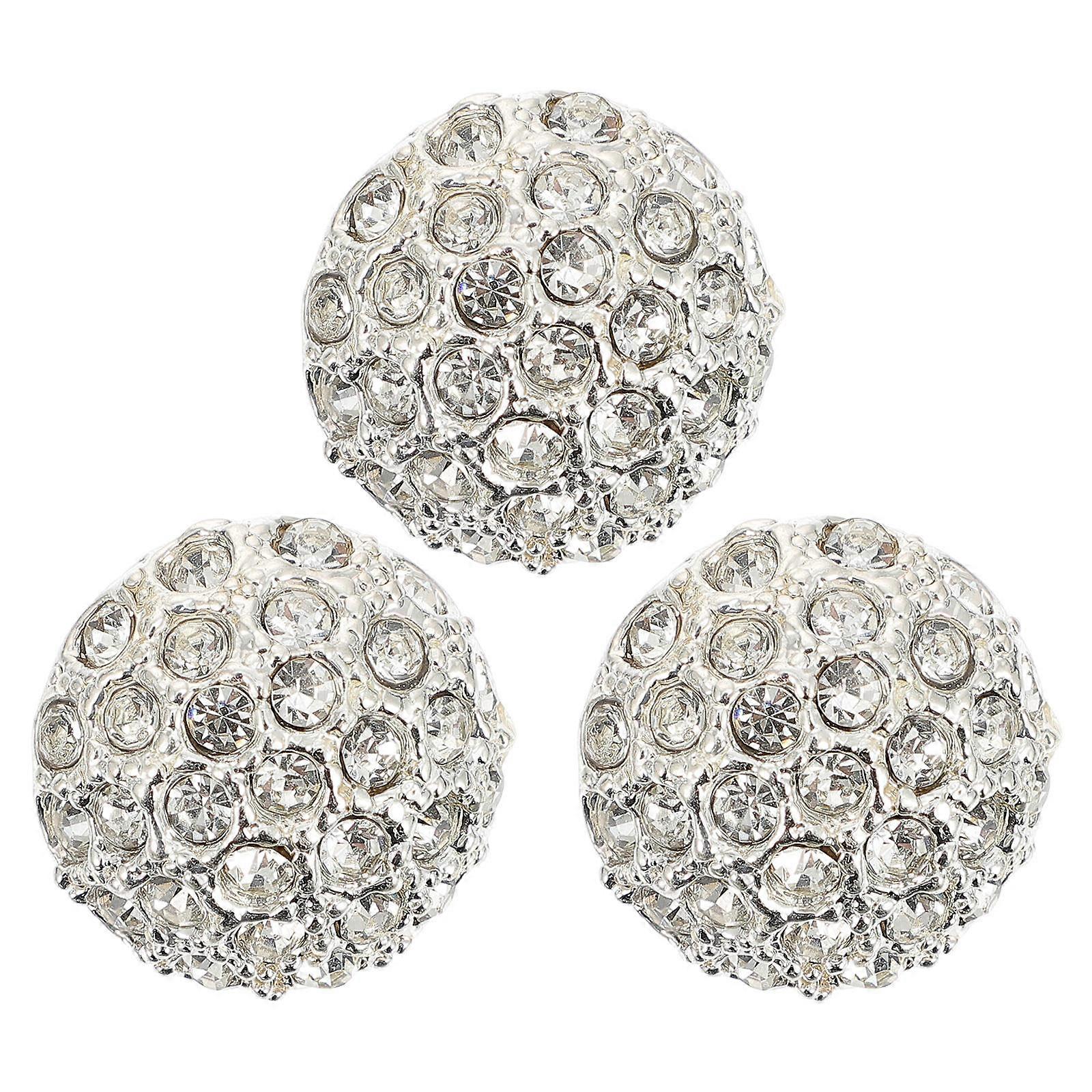 Decorative Buttons For Clothing 3Pcs Round Metal Buttons For Women Home Decor Classic Rhinestone Sewing Replacement