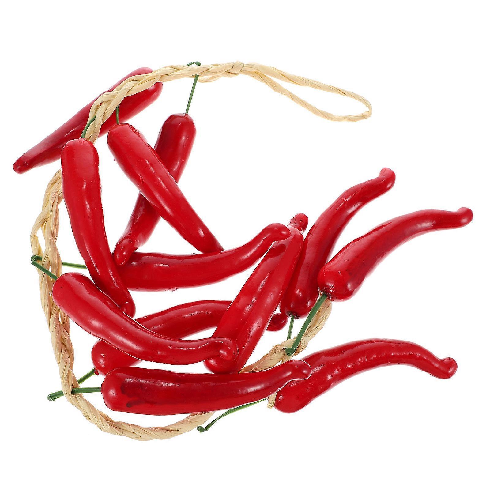 Chili Pepper Hanging Decor Artificial Vegetables Dark Red Ldpe 1Pack