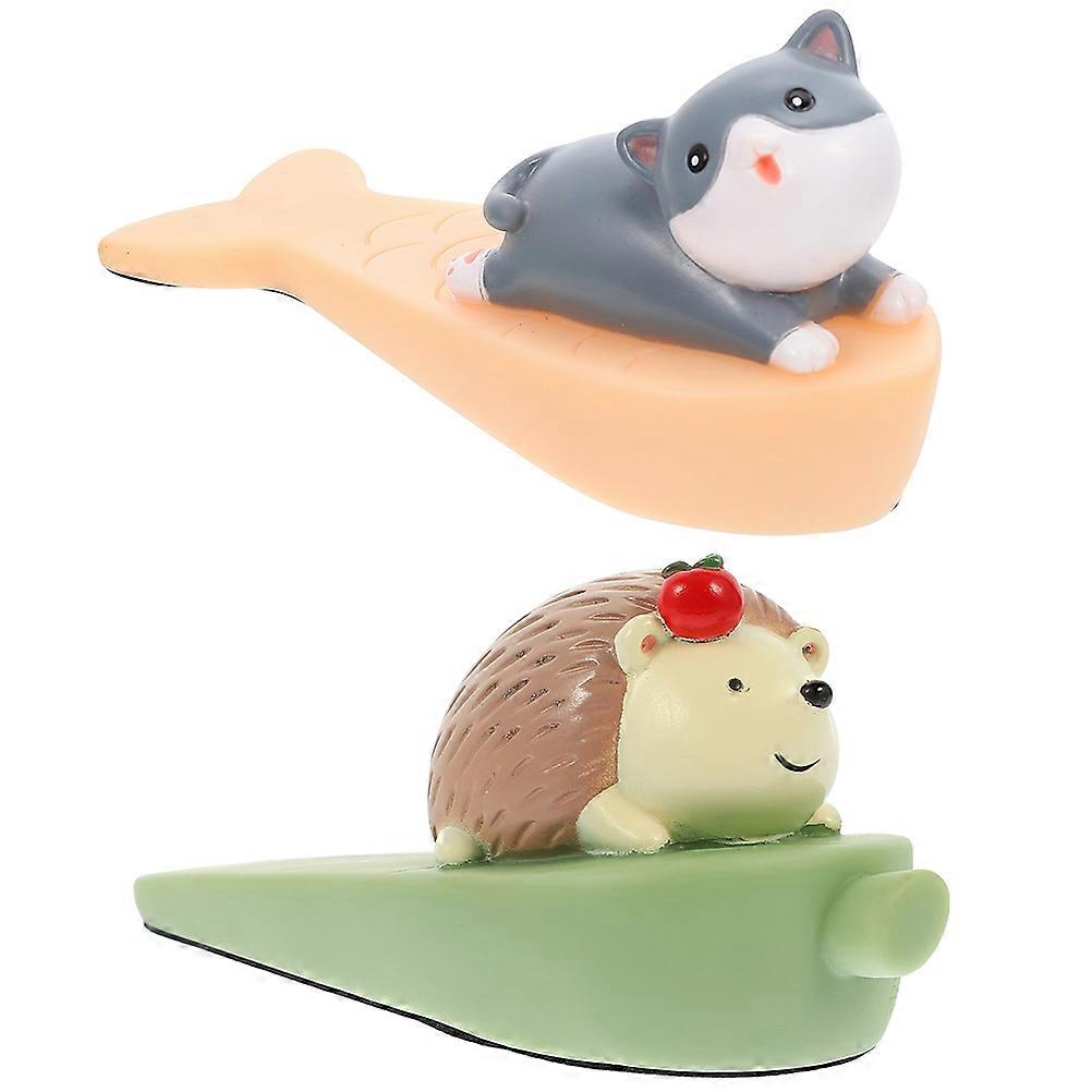 Adorable Door Stoppers 2Pcs Cartoon Design For Family Home Use Prevent Accidental Locking Assorted Color