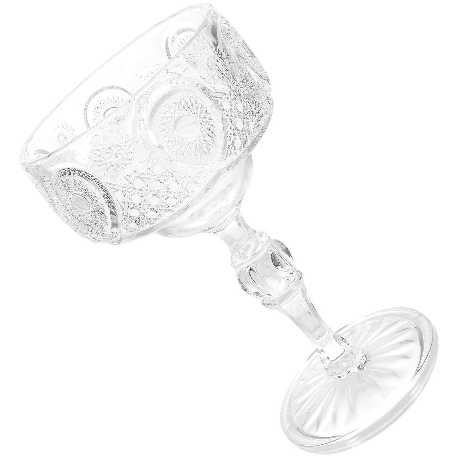 Reusable Glass Dessert Goblet with Relief Design Perfect for Desserts Providing Cold and Heat Resistant Features 1Set