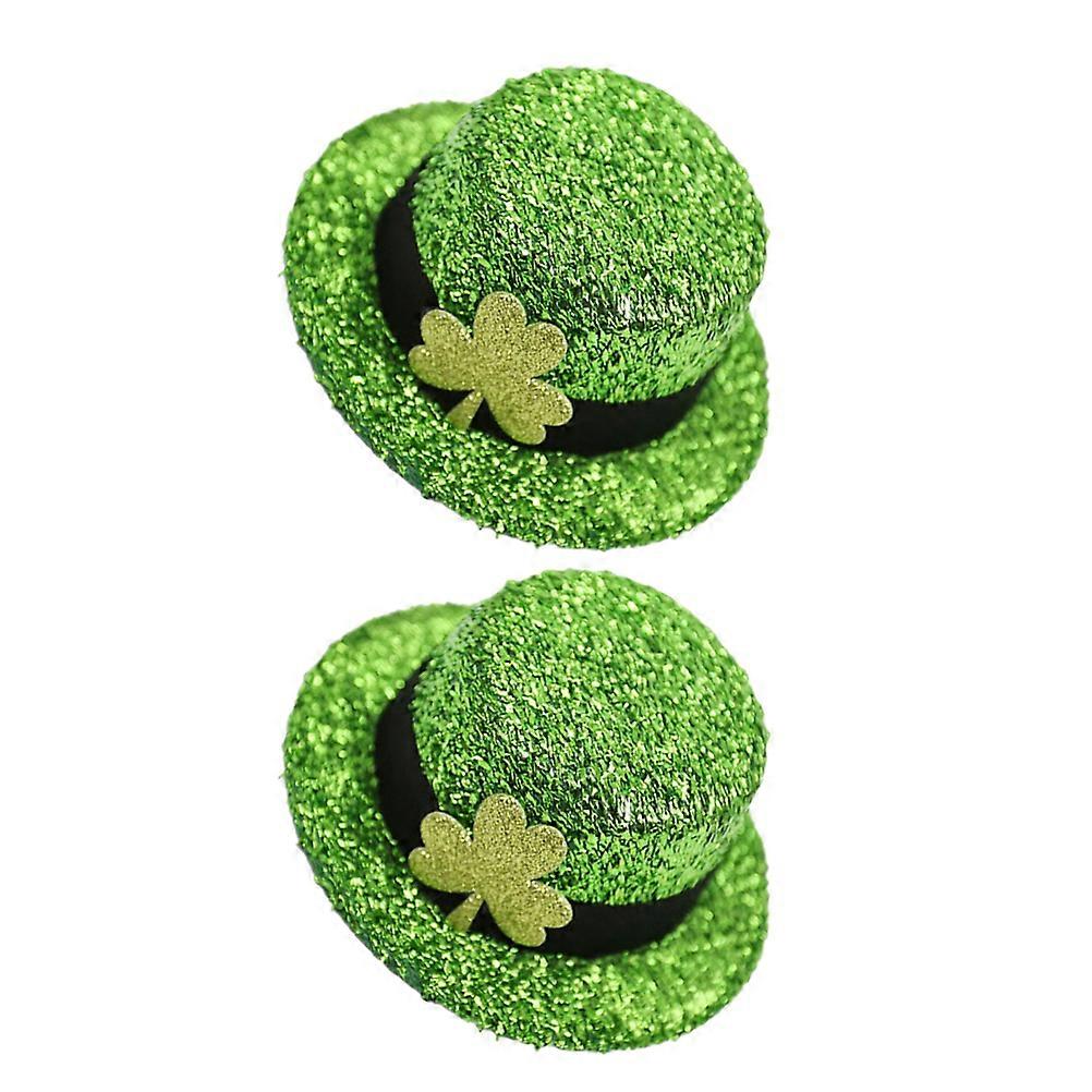 Decorative Photo Booth Props Designed As Top Hat Hair Clip Set For Patrick's Day Party 2Pcs Suitable For All Occasions