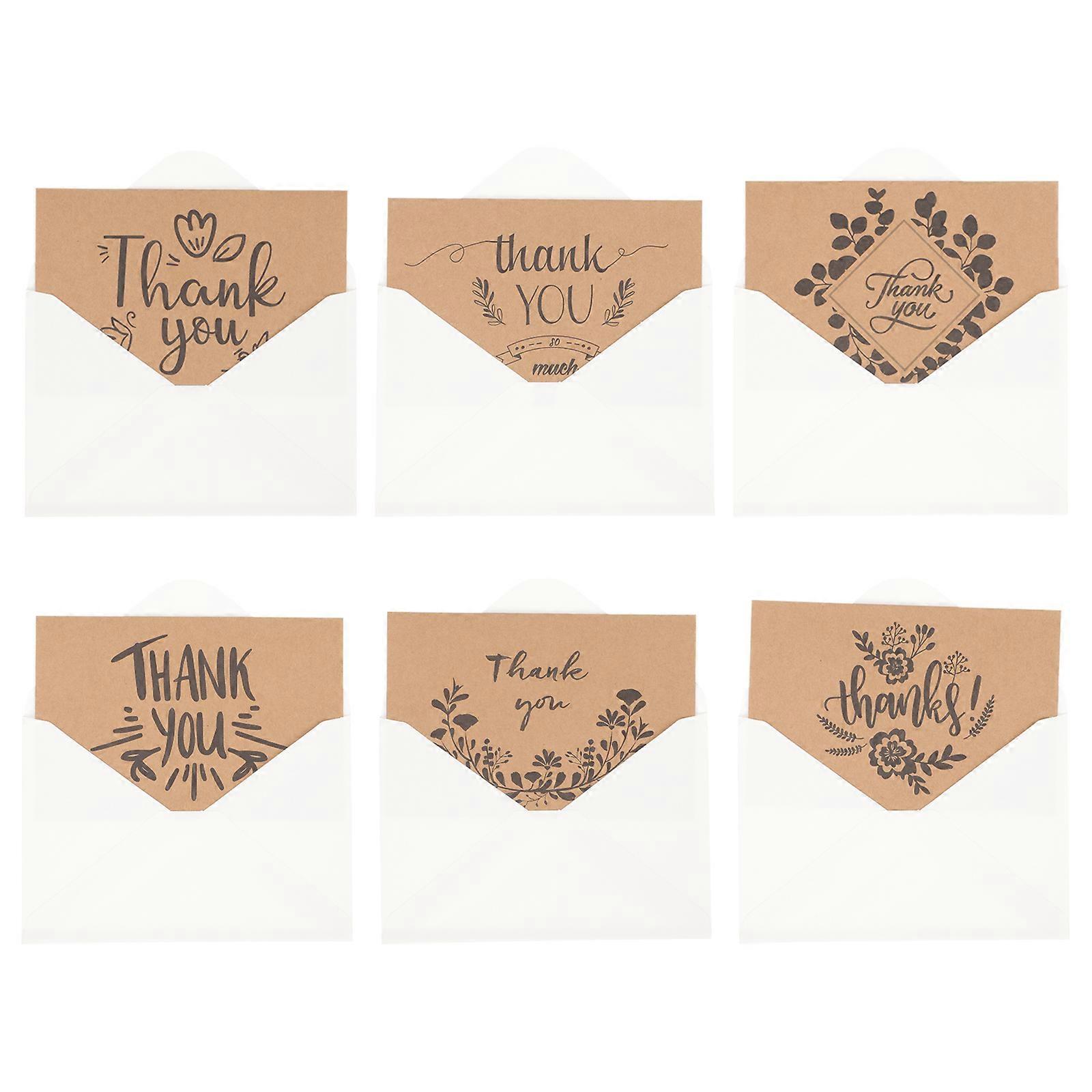 Plain Greeting Cards Kraft Paper Thank You Cards With Envelopes For Christmas Thanksgiving Day Light Brown Rectangular 24 Sets