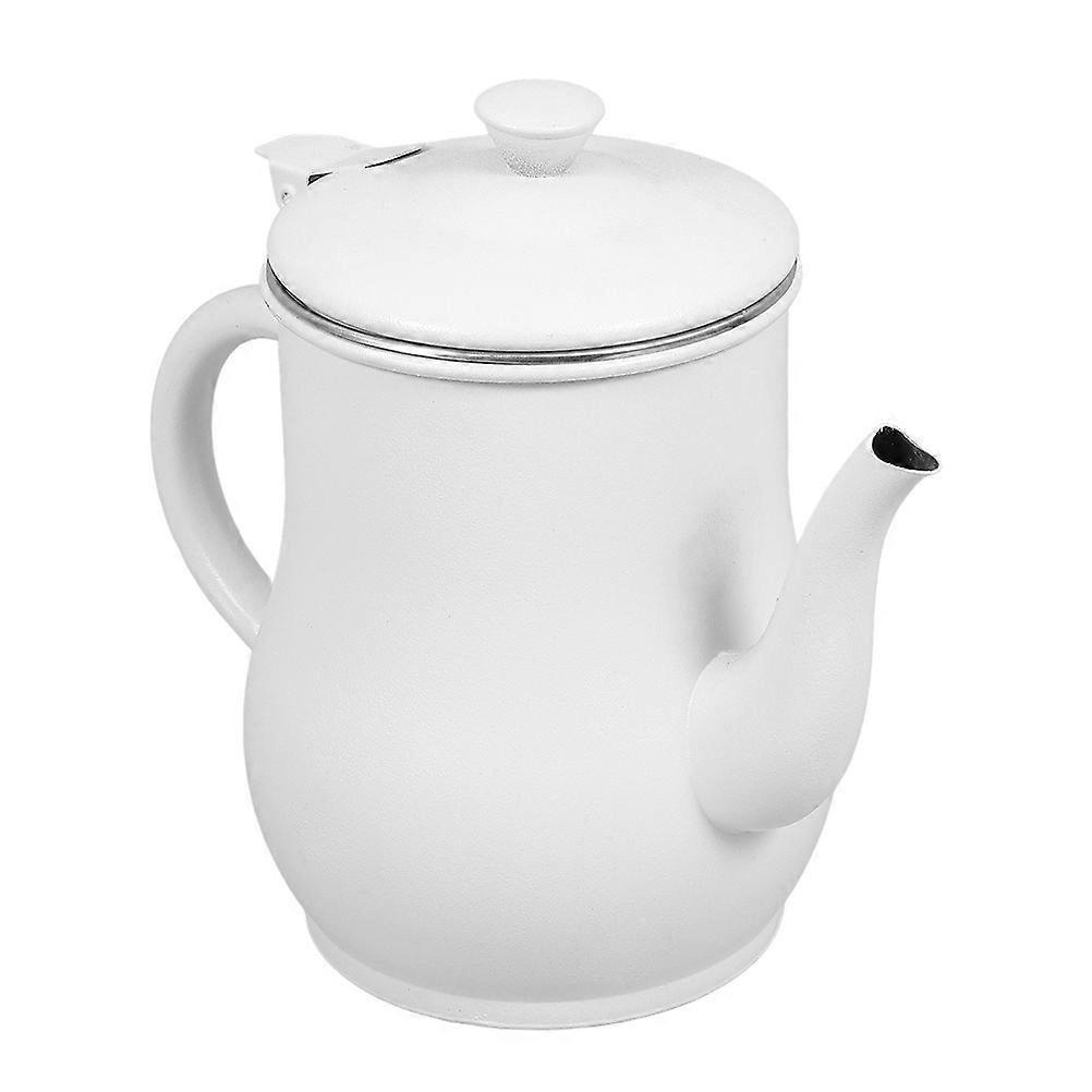 Stainless Steel Oil Filter Pot with Strainer for Kitchen Use White Design 70 Oz Capacity