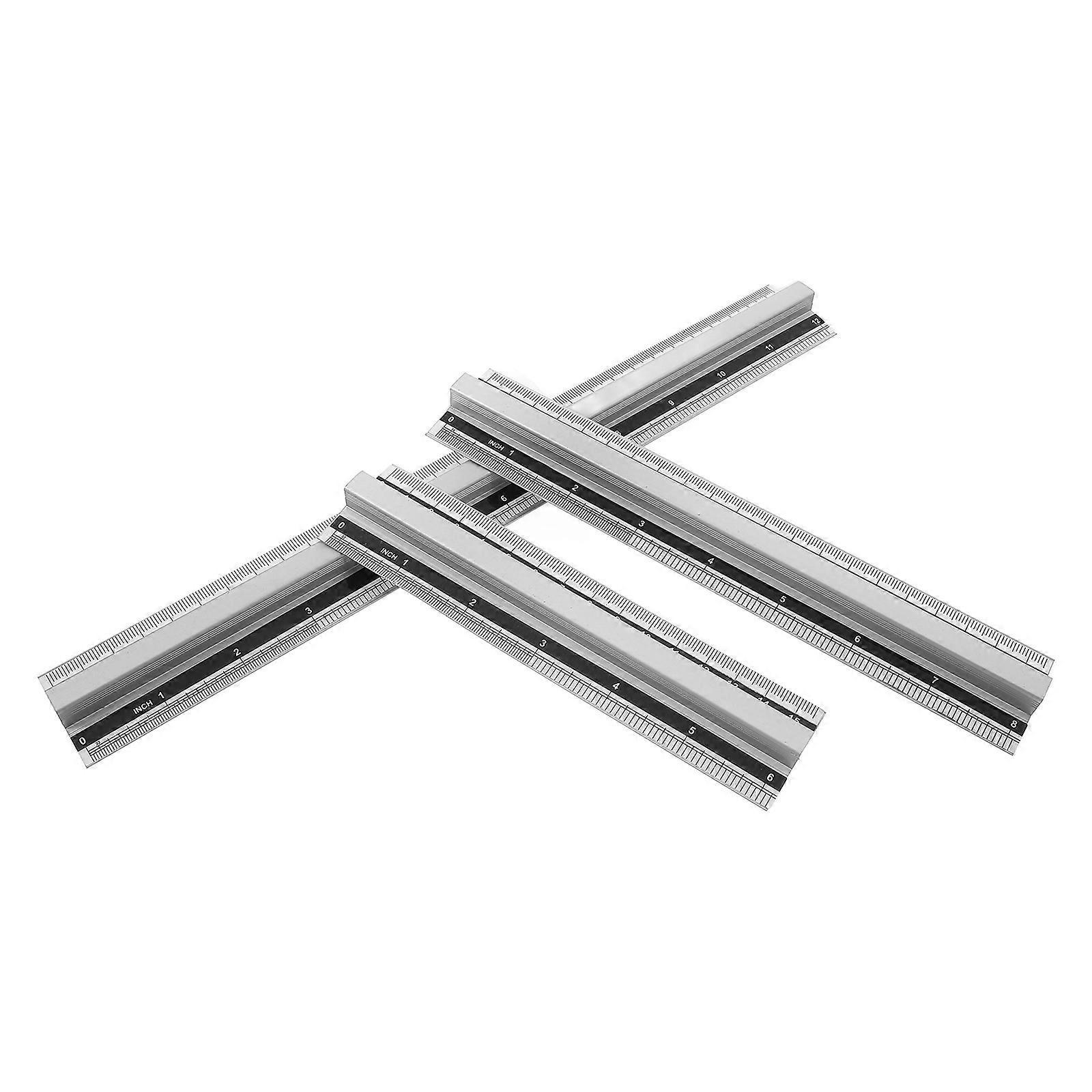 Aluminum Math Rulers with Handles for Accurate Measuring 3Pcs Geometry Tool Set