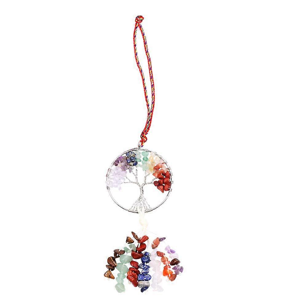 Tree Design Colorful Natural Stone Pendant for Car 2pcs