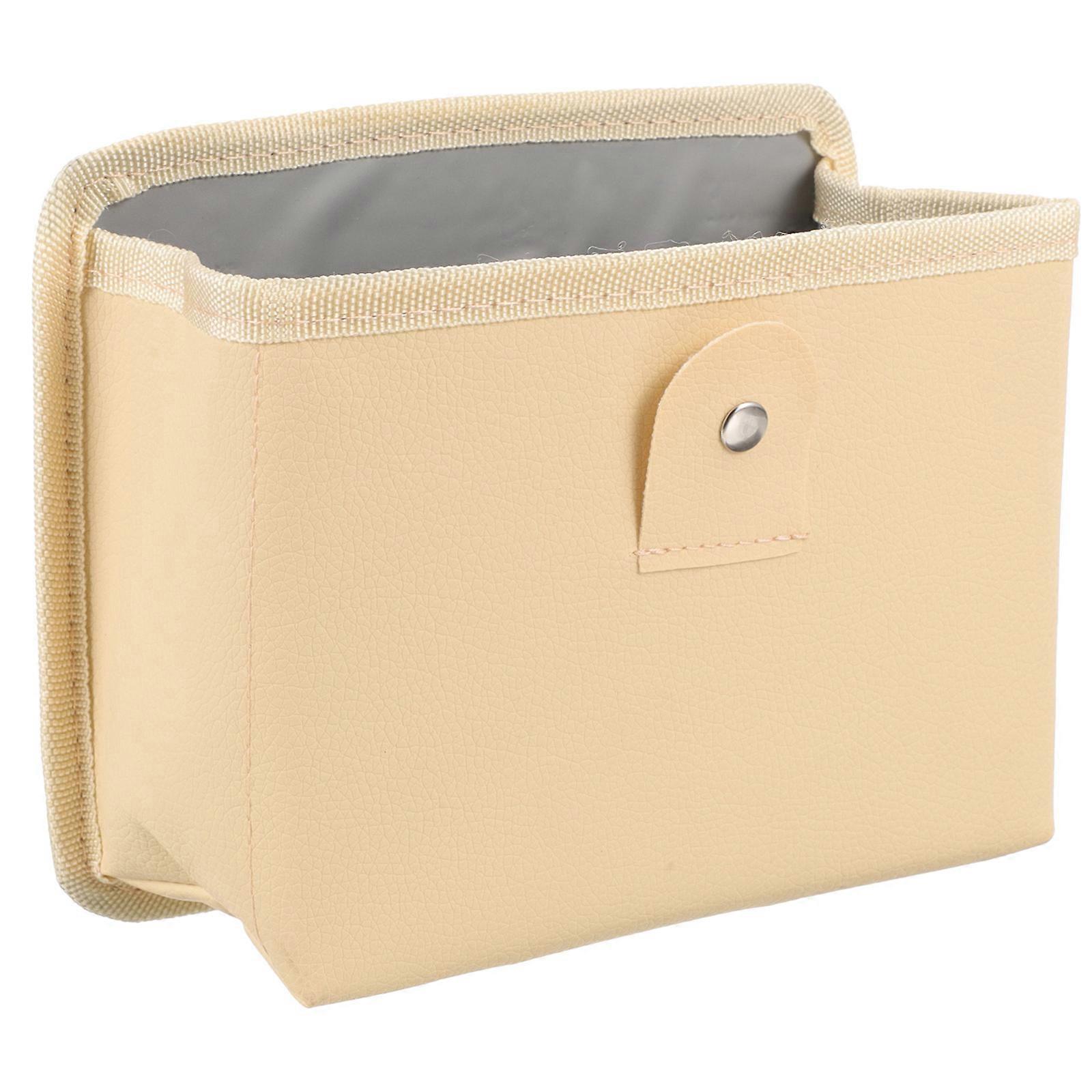 Trash Container For Car Use Beige Storage Option Foldable 1Pack