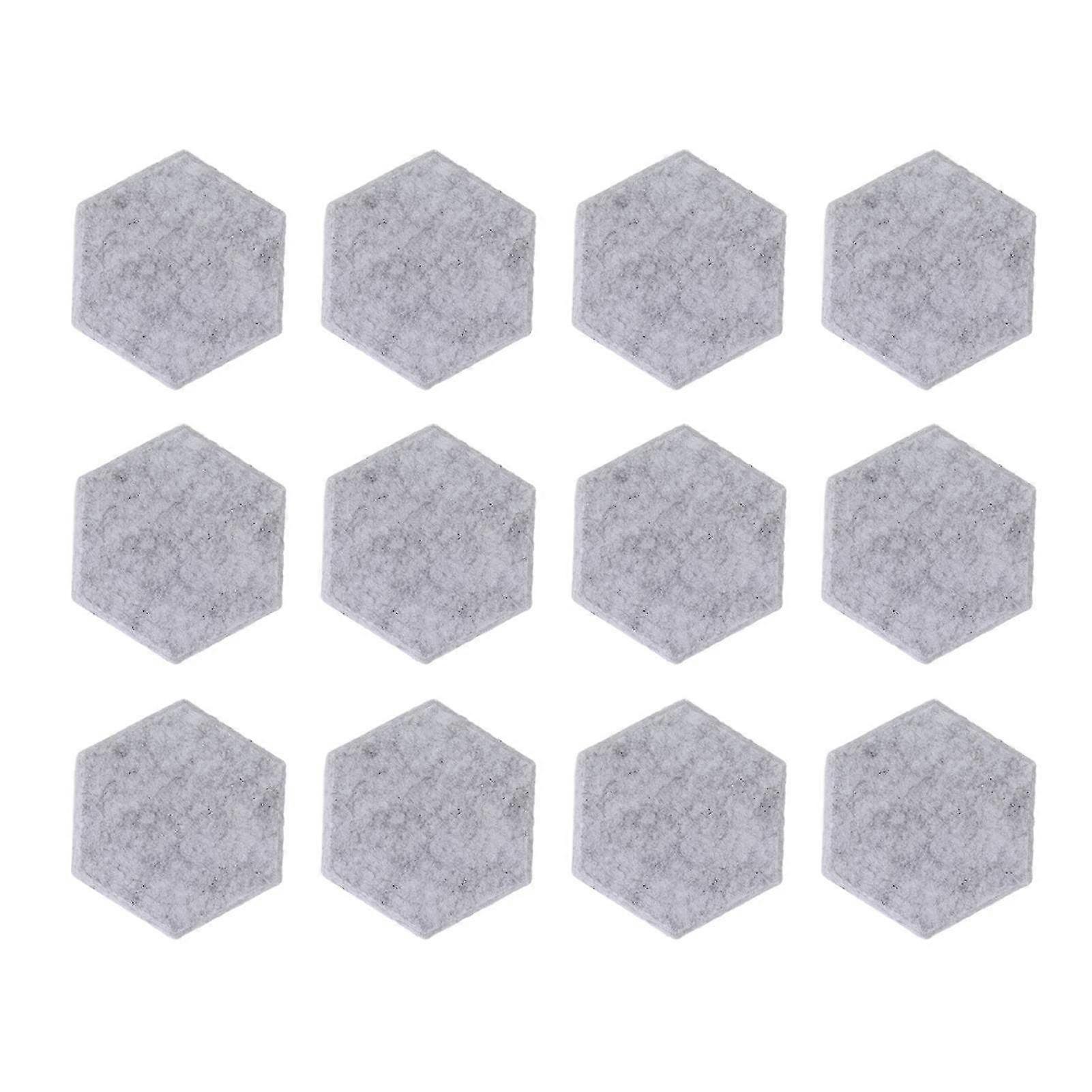 Pack of 12 High-Density Hexagonal Acoustic Wall Panels - Beveled Edge Soundproofing Foam Tiles in Light Grey, 14 x 12 x 7 cm