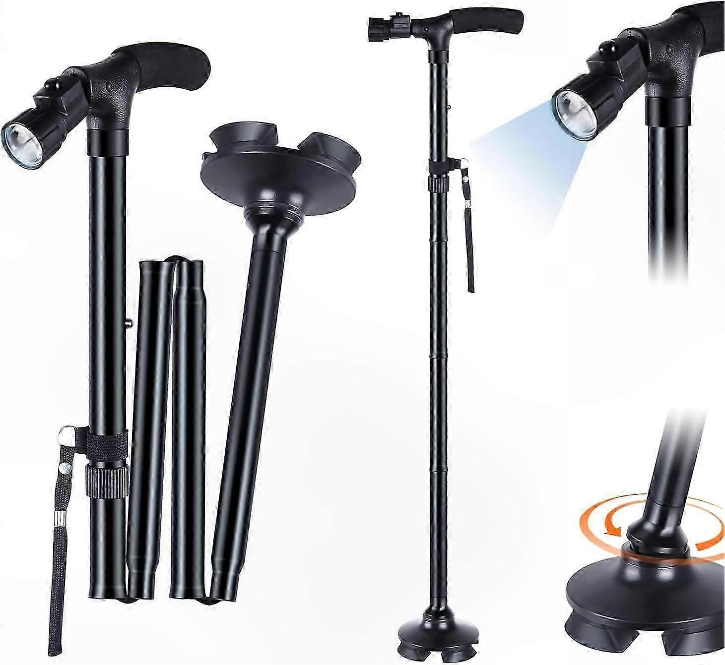 Adjustable Walking Stick with Foldable Design and 45 Light for Comfortable Use
