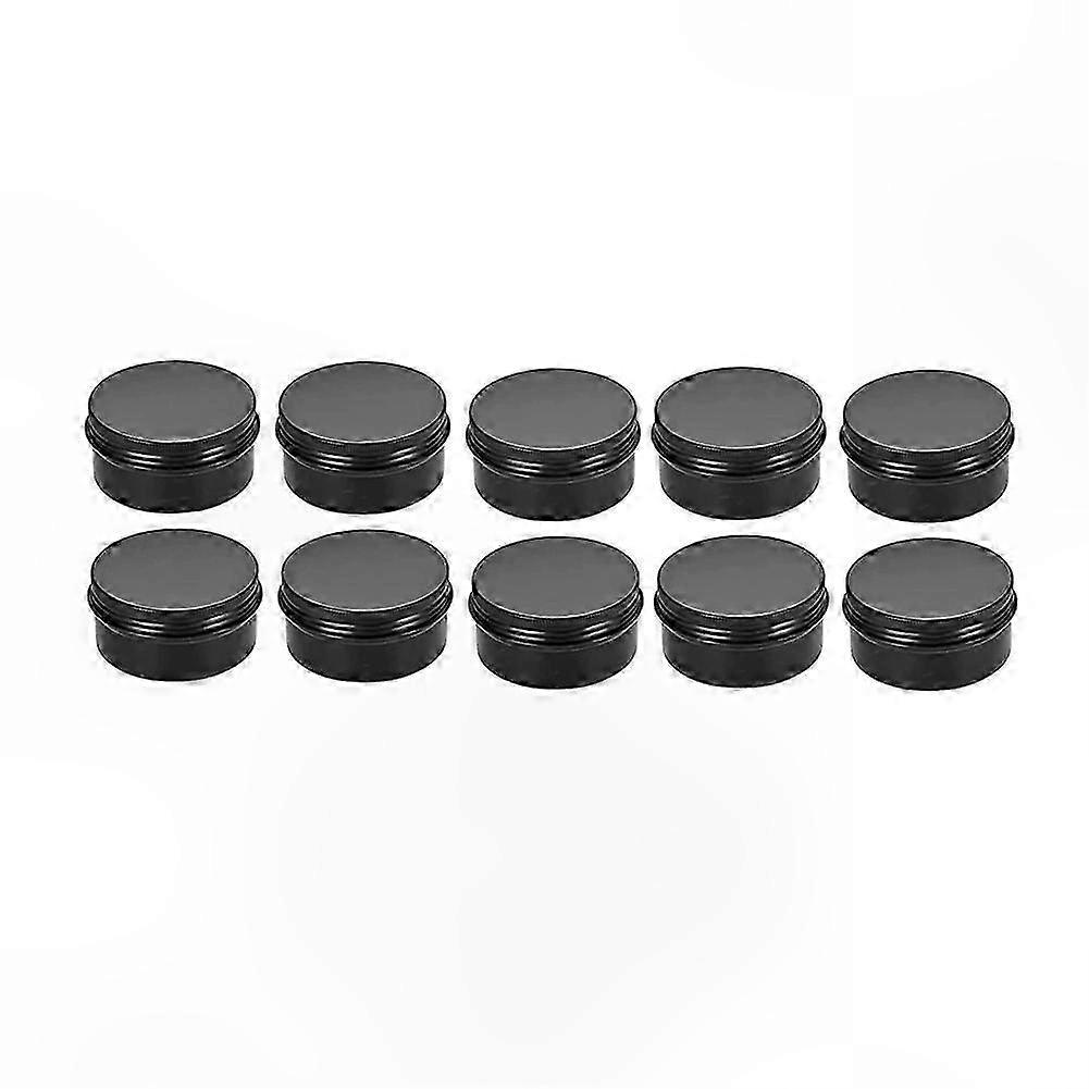 10-Pack 80ml Black Round Metal Tins with Screw Top for Lip Balm Storage