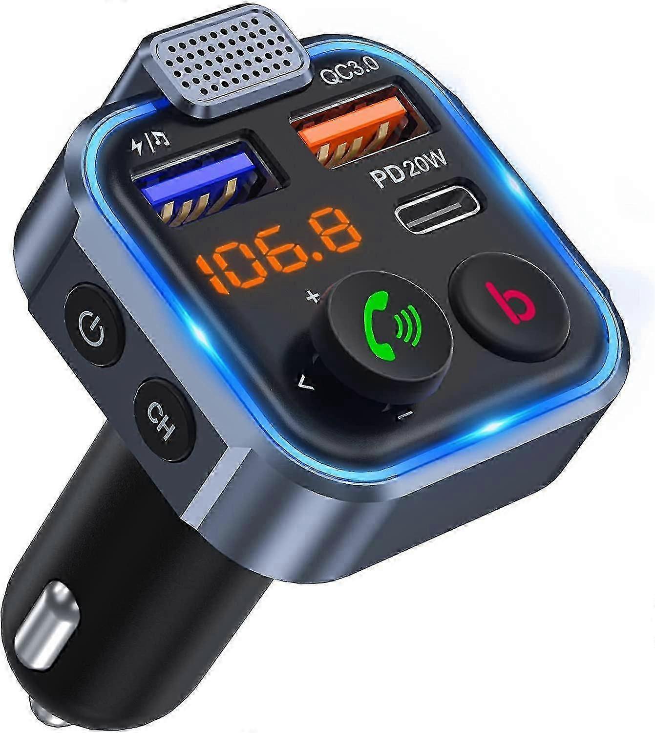 [2022 Version] Car Fm Transmitter, Wireless Bluetooth 5.0 Radio Adapter Car Kit
