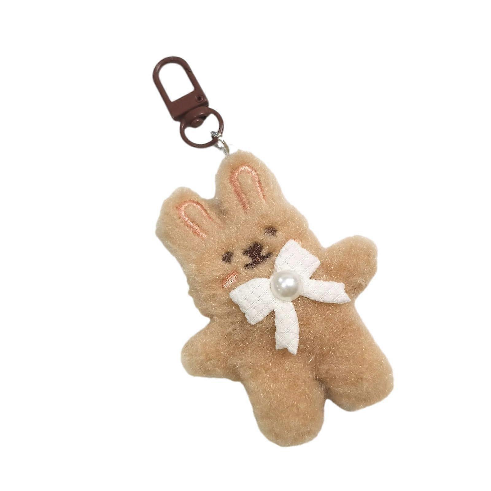 Plush Rabbit Keychain for Girls and Women with Pearl Tie, Soft Plush, Cute Accessory