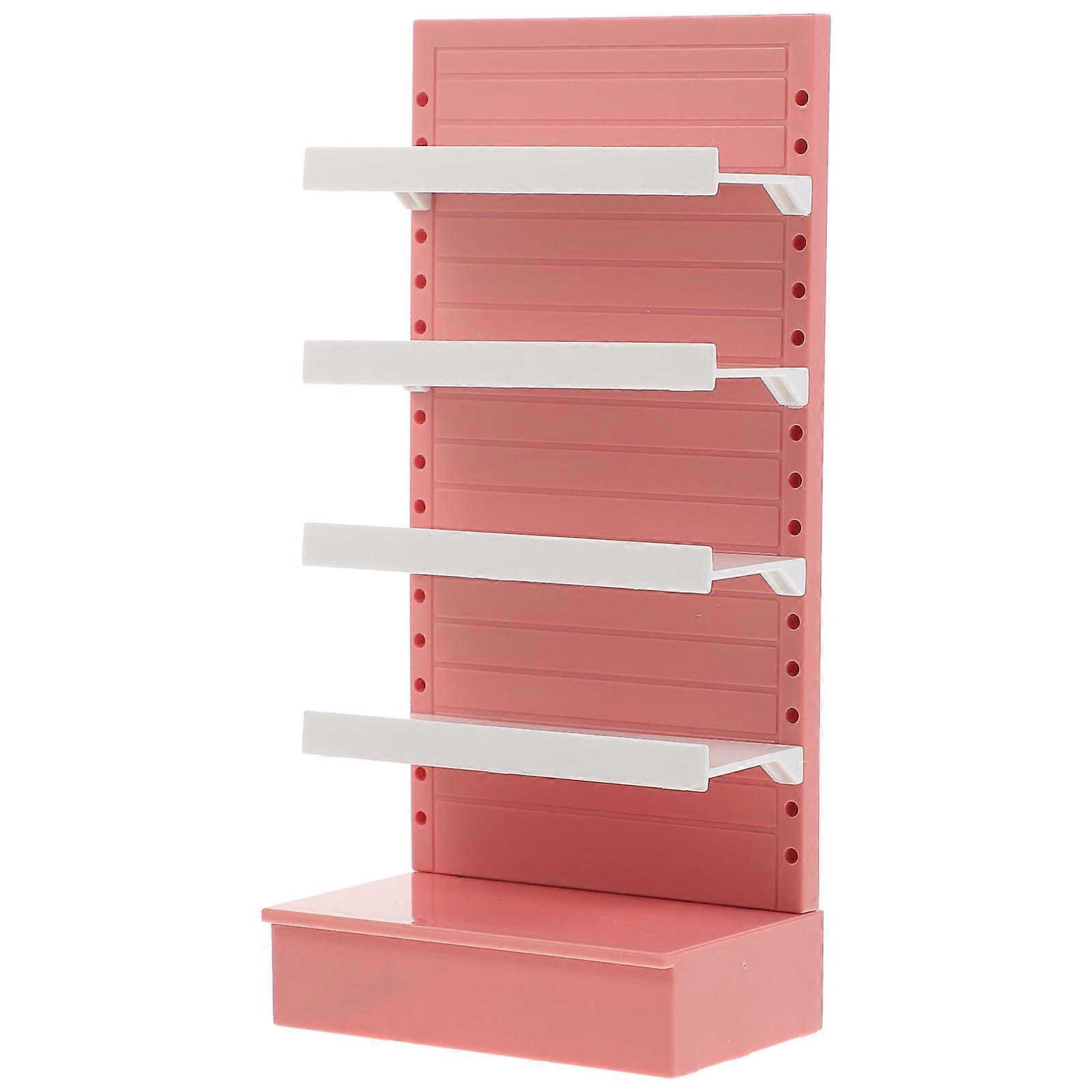 Mini House Display Shelf Dollhouse Supermarket Goods Rack Ideal For Garden Living Room Balcony ABS Material Pink 1Pack