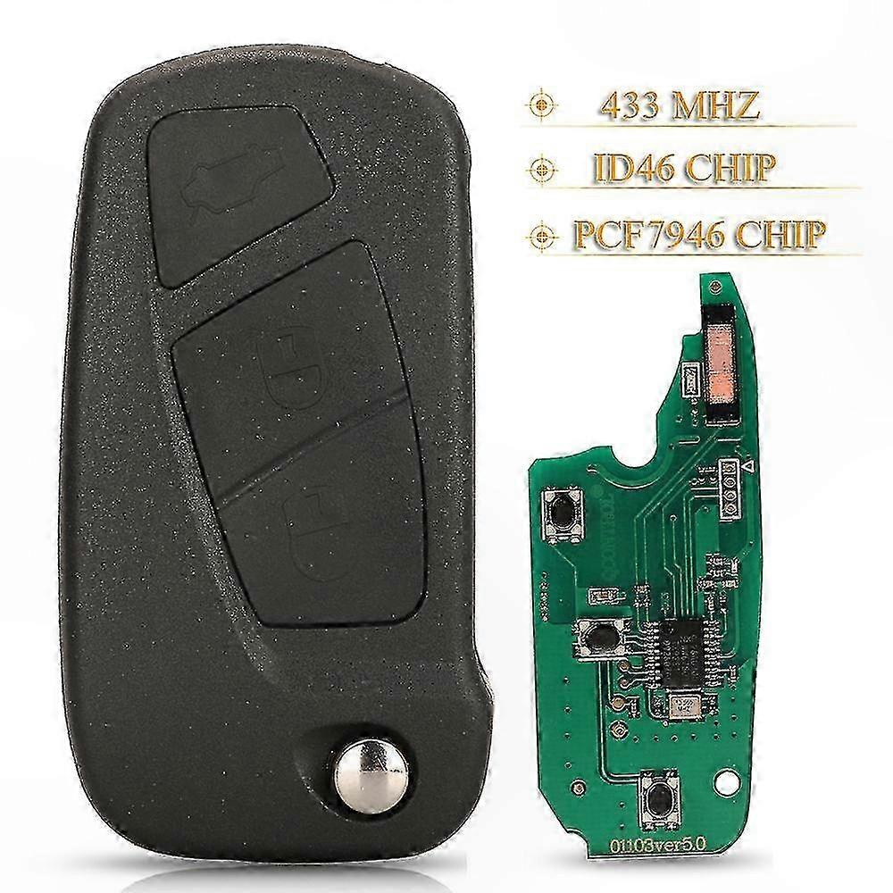 3-Button Car Remote Key with Flip Design and PCF7946 Chip for Ka 2008-2016, 433MHz Frequency, SIP22 Blade Compatibility