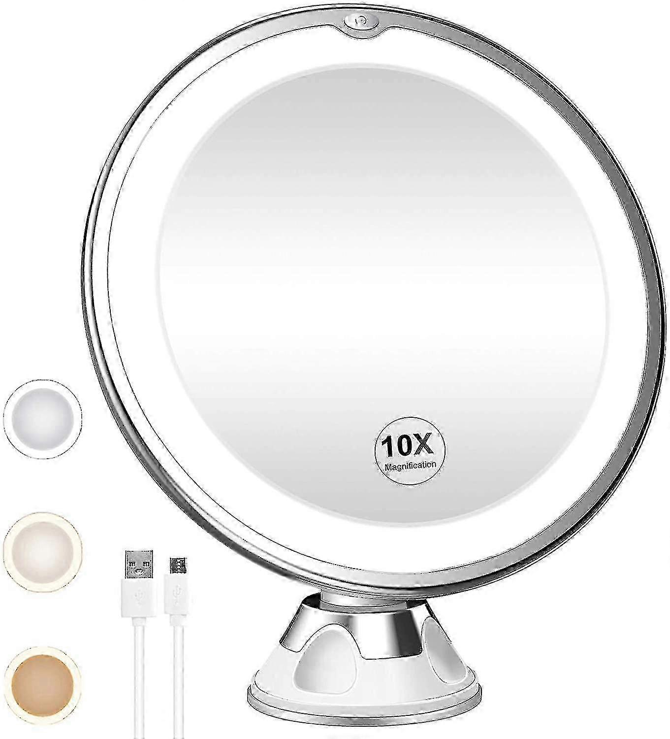 10x Magnifying Lighted Makeup Mirror, Rechargeable, 3 Color Modes Edition 0816