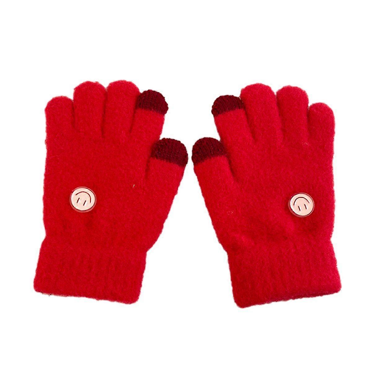 Blandet strikkede berøringsskjermhansker for barn teksting, vinterhansker for kaldt vær for gutter og jenter