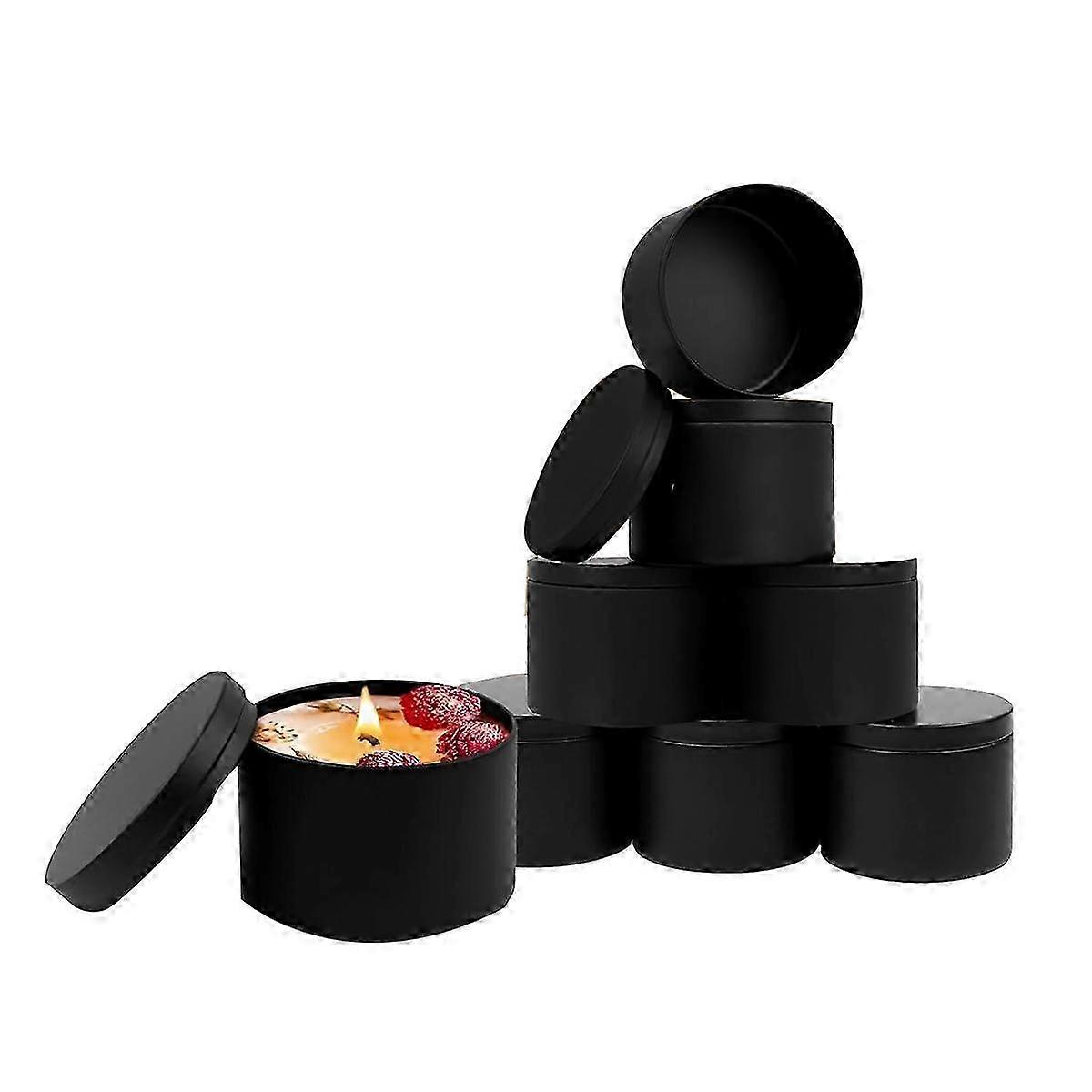 4 Oz Candle Tins - 24 Pack Empty Tins with Lids for DIY Candle Making - Black Candle Jars
