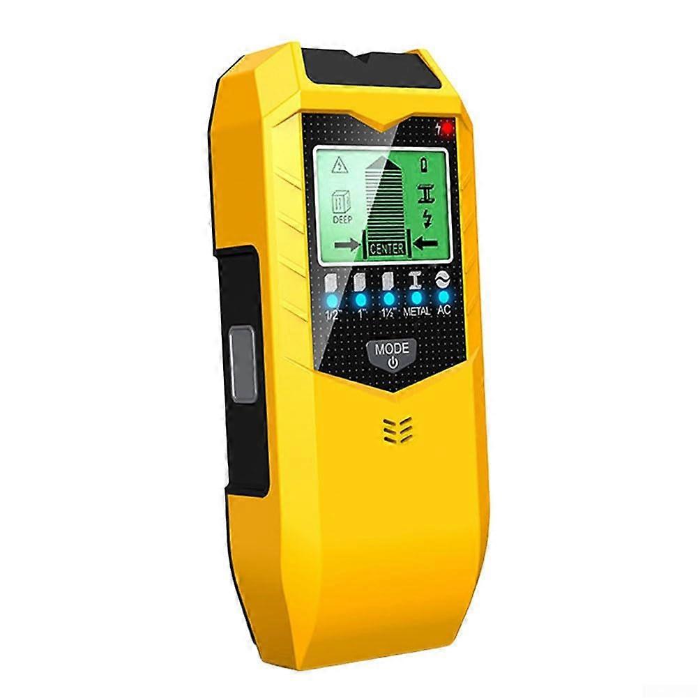 SH402 5-in-1 Wall Metal Detector and Scanner with AC Live Wire Detection, Stud Finder for Metal and Wood Structures, Yellow