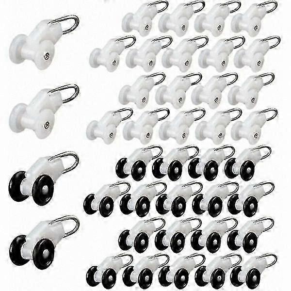 40-Pack Curtain Glider Rollers for Pergola Hook Rail Track Systems
