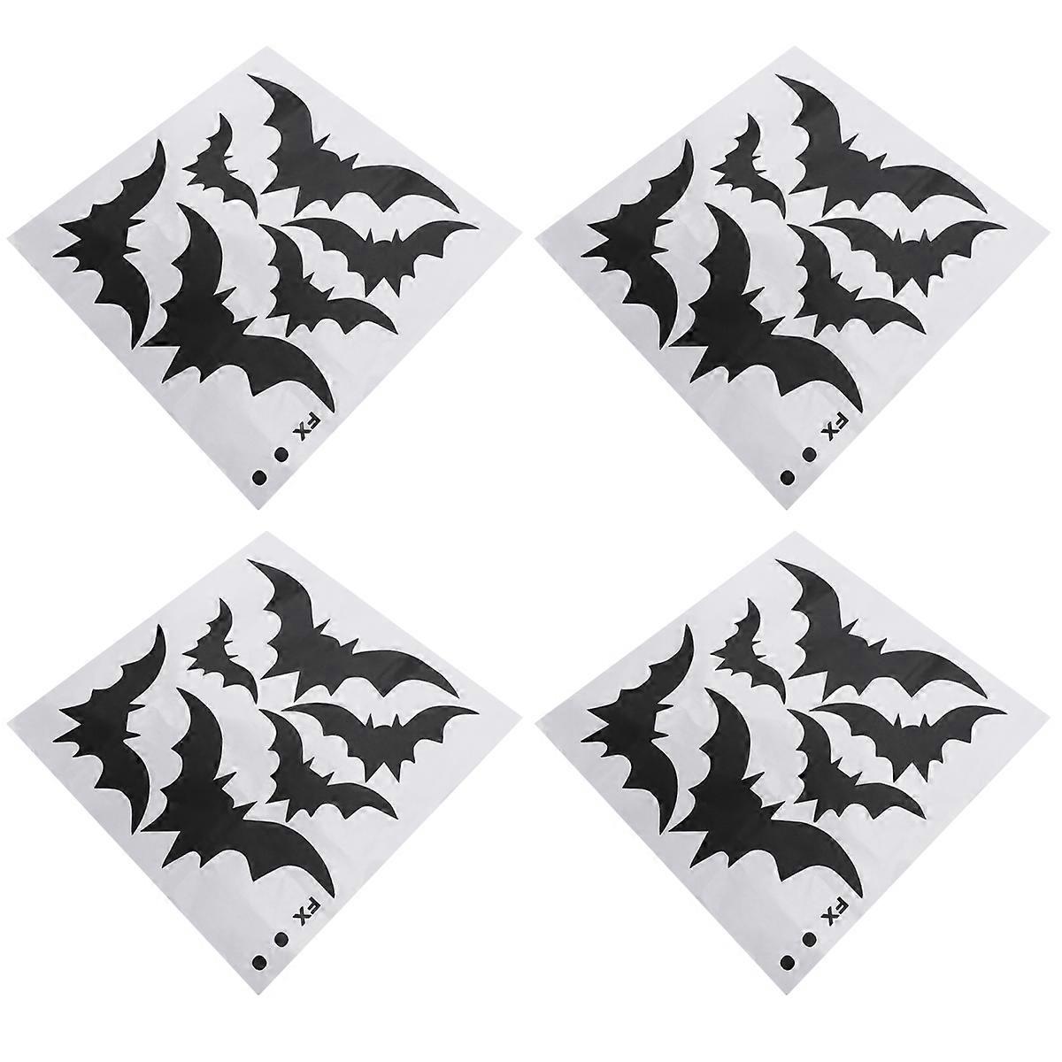 Halloween Wall Sticker Bat Wall Decal for Decoration 4 Sheets