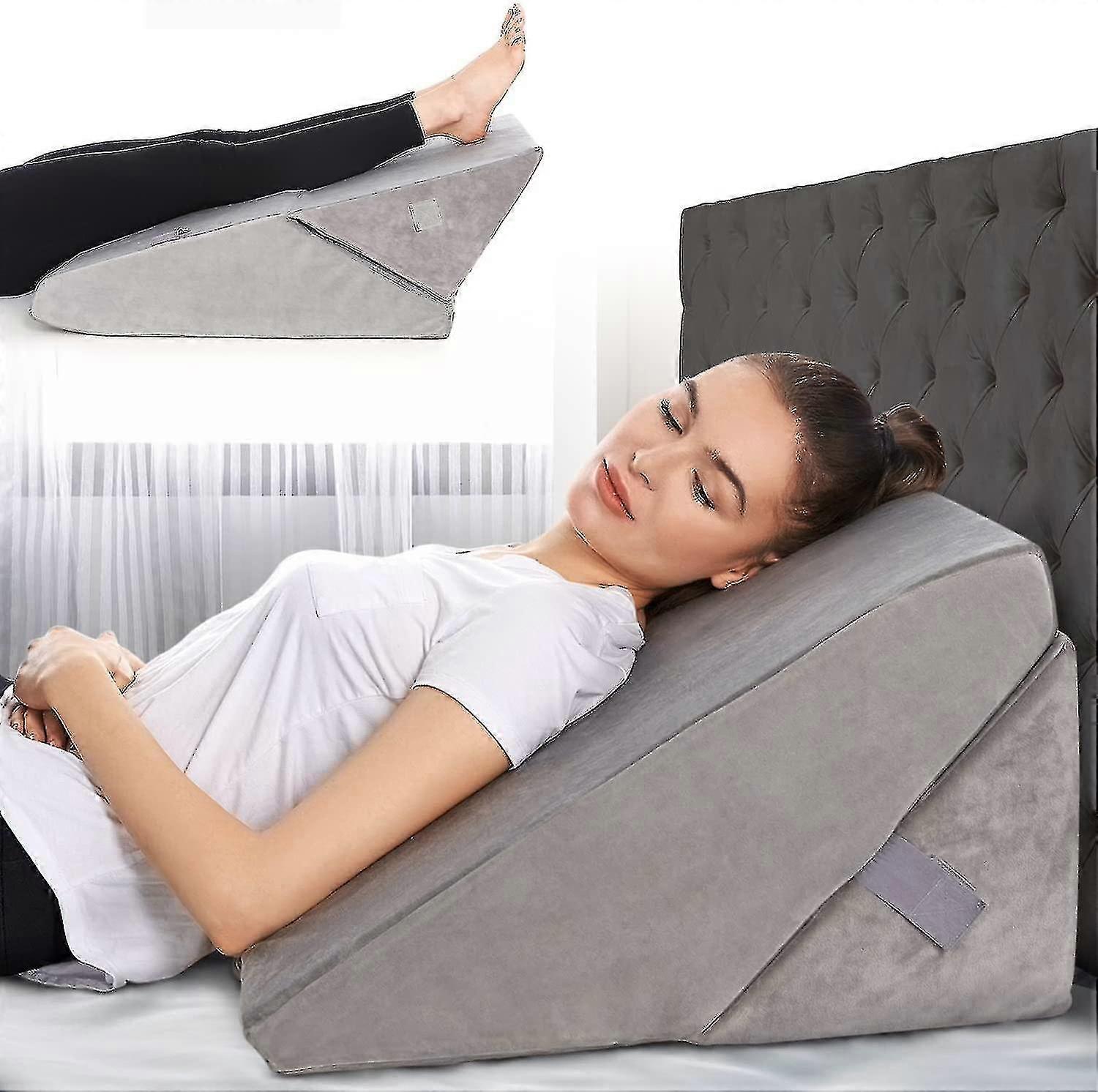 Bed Wedge Pillow For Legs Memory Triangle Ramp, Bed Wedge Pillow Grey