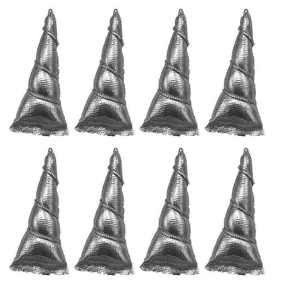 DIY Unicorn Horn Accessories Set of 8pcs Silver for Decor Clothes and Headdress 8pcs