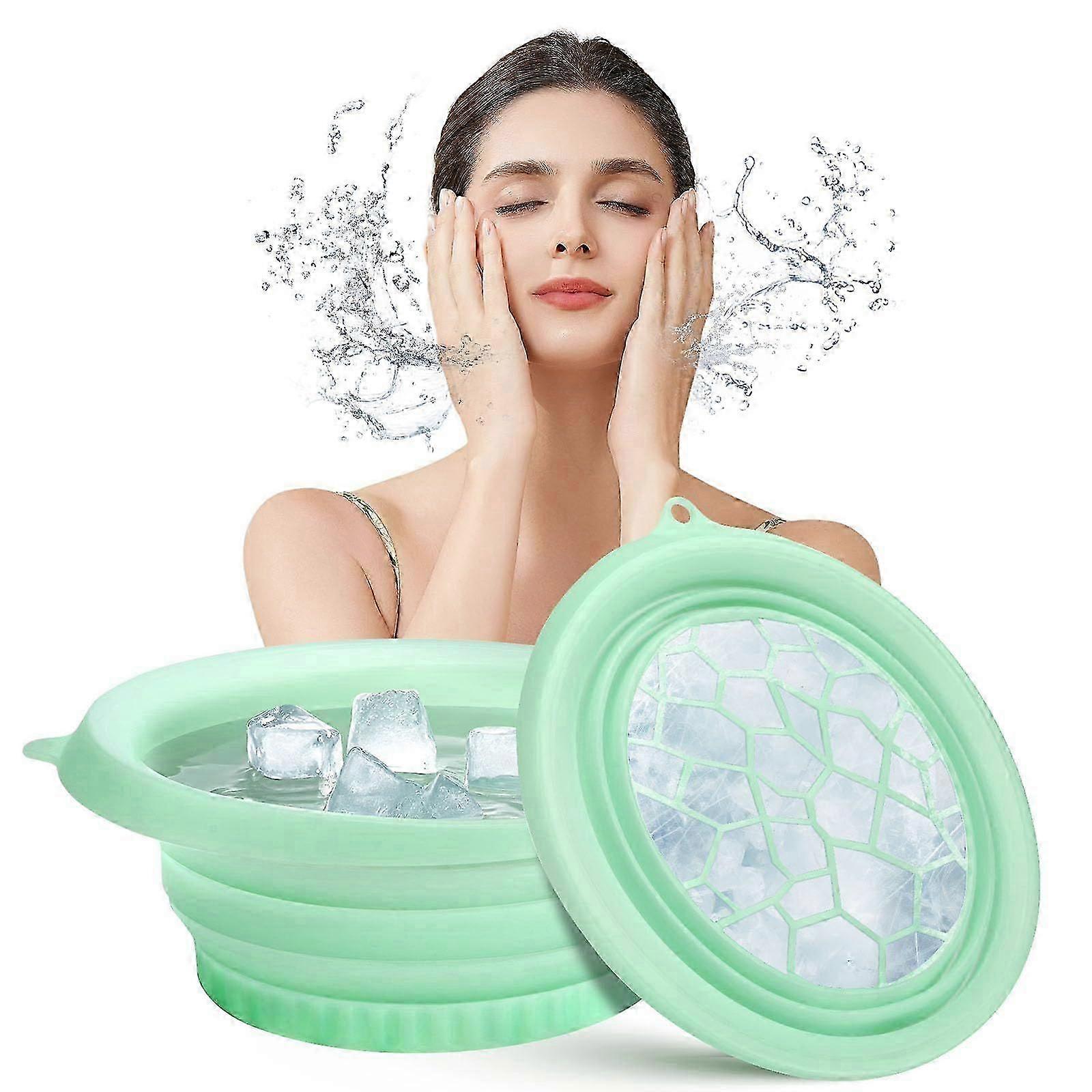 氷皿内蔵の折りたたみ式シリコンフェイスボウル、ポータブルホームトラベルフェイシャルスキンケアアイスセラピー、肌の引き締めと抗炎症