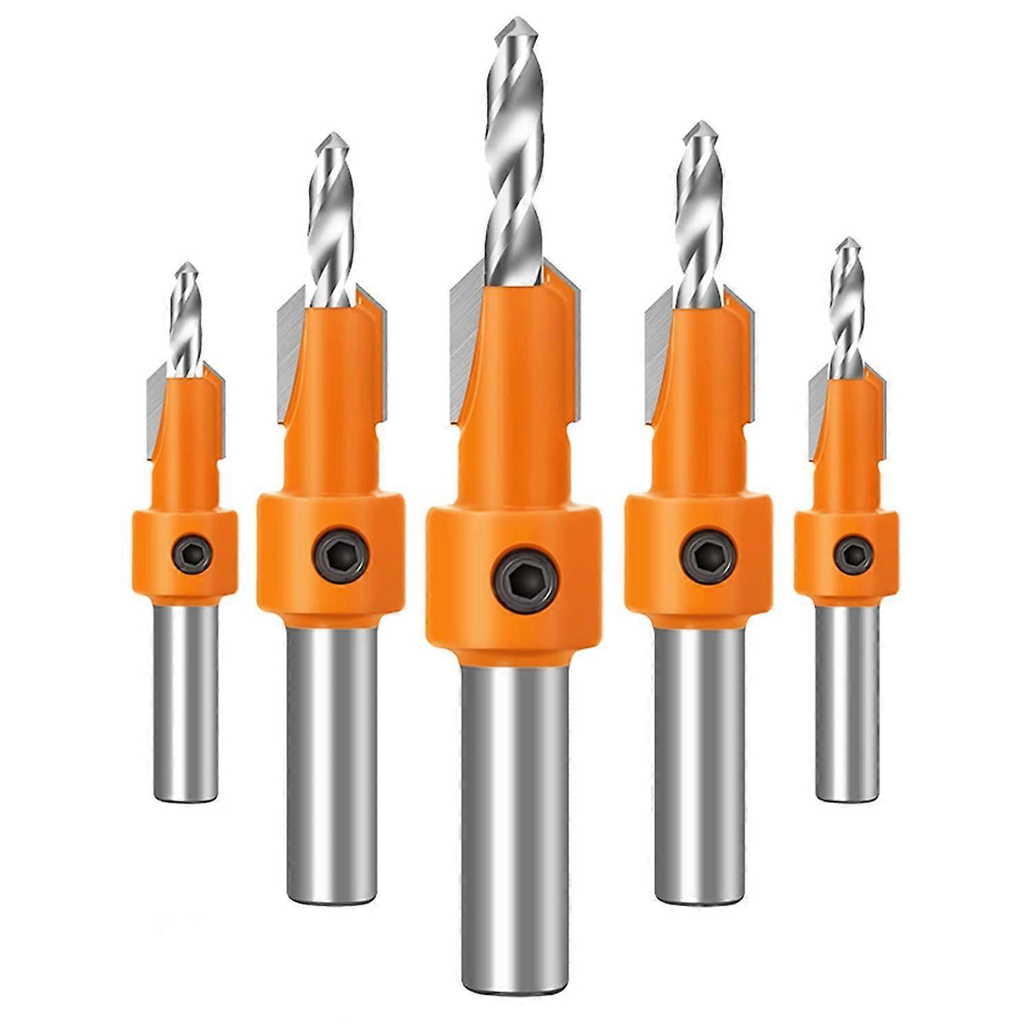 5 Pieces 8mm Wood Chamfer Drill Bit Countersink Chamfer Countersink Drill Bits