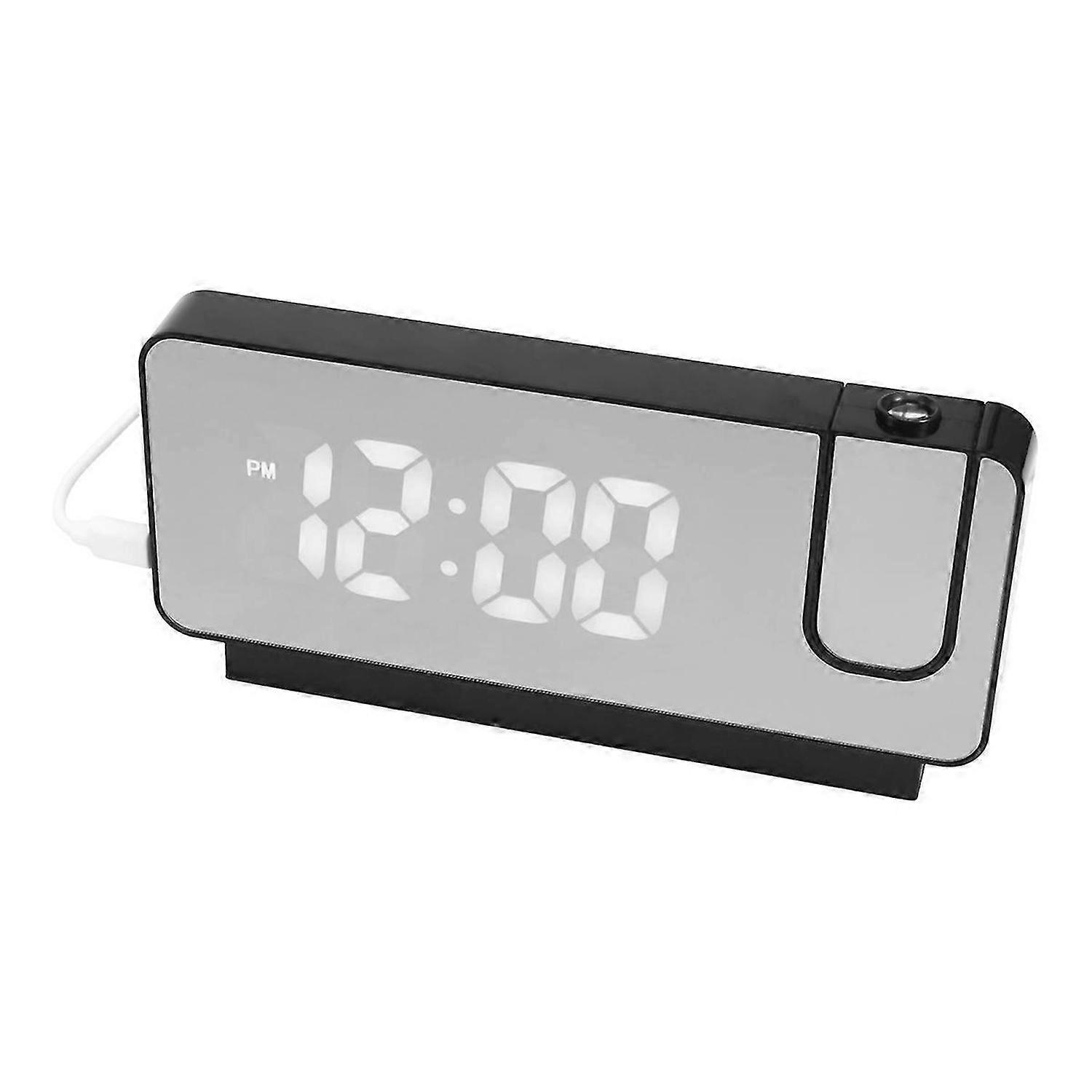 LED Digital Projection Alarm Clock Electronic Alarm Clock Black