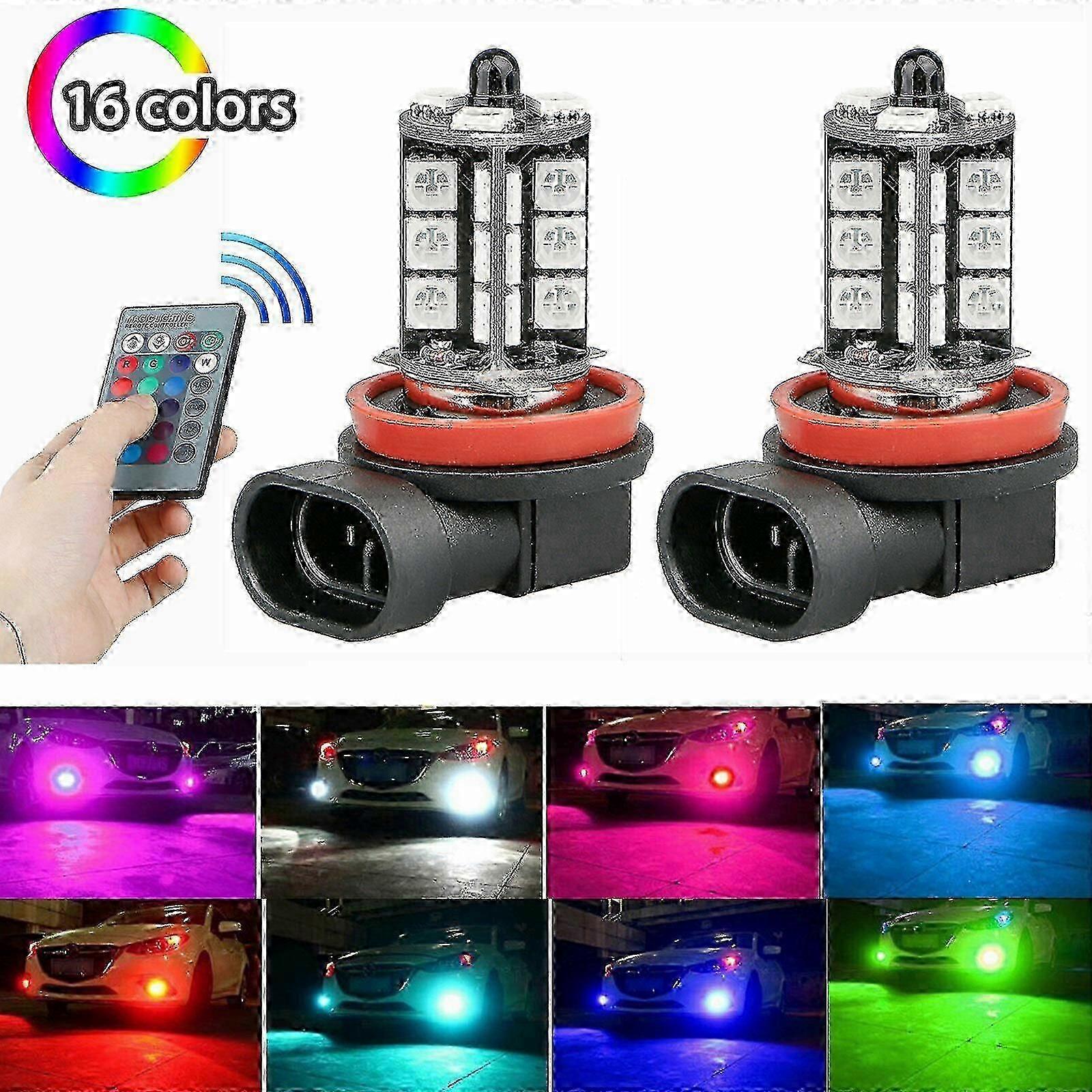 16Color RGB H11 / H8 / H9 LED-Lampen mit drahtloser IR-Fernbedienung für Nebelscheinwerfer-Fahrlicht f74