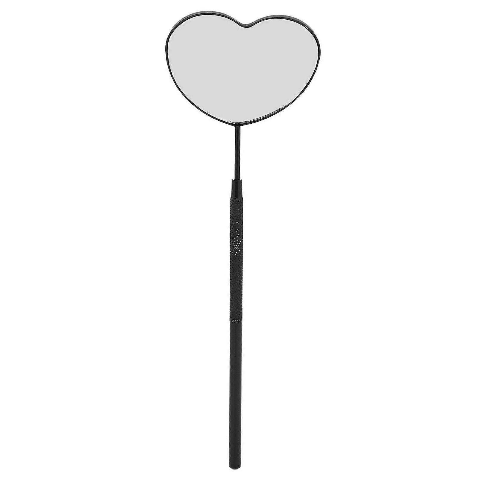 Heart Shaped Lash Mirror Professional Portable Stainless Steel Makeup Eyelash Mirror for Lash Extension Black