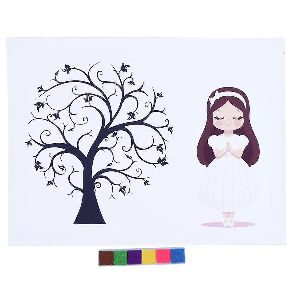 Baby Girl Birthday Party Guest Signature Book CheckIn Fingerprint Tree Painting