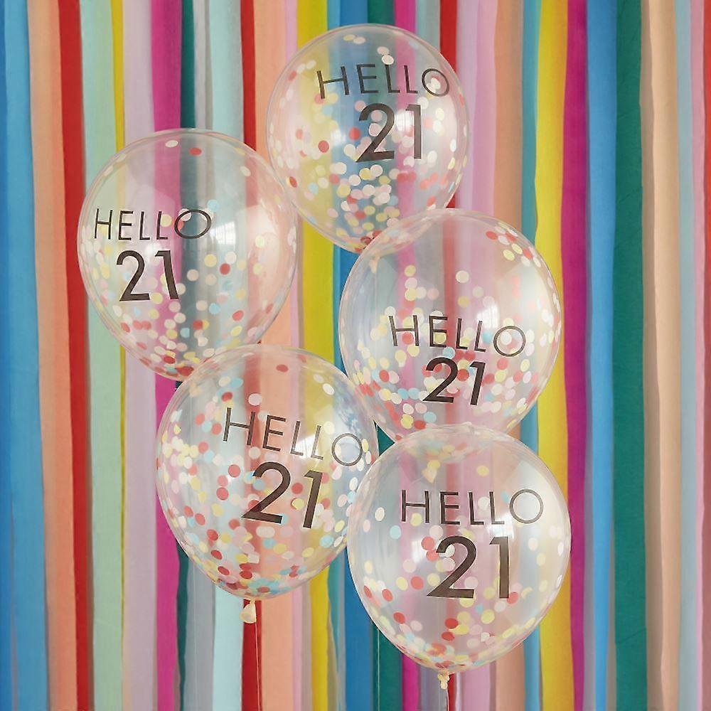 Hello 21 レインボー コンフェティ 21 歳の誕生日バルーン