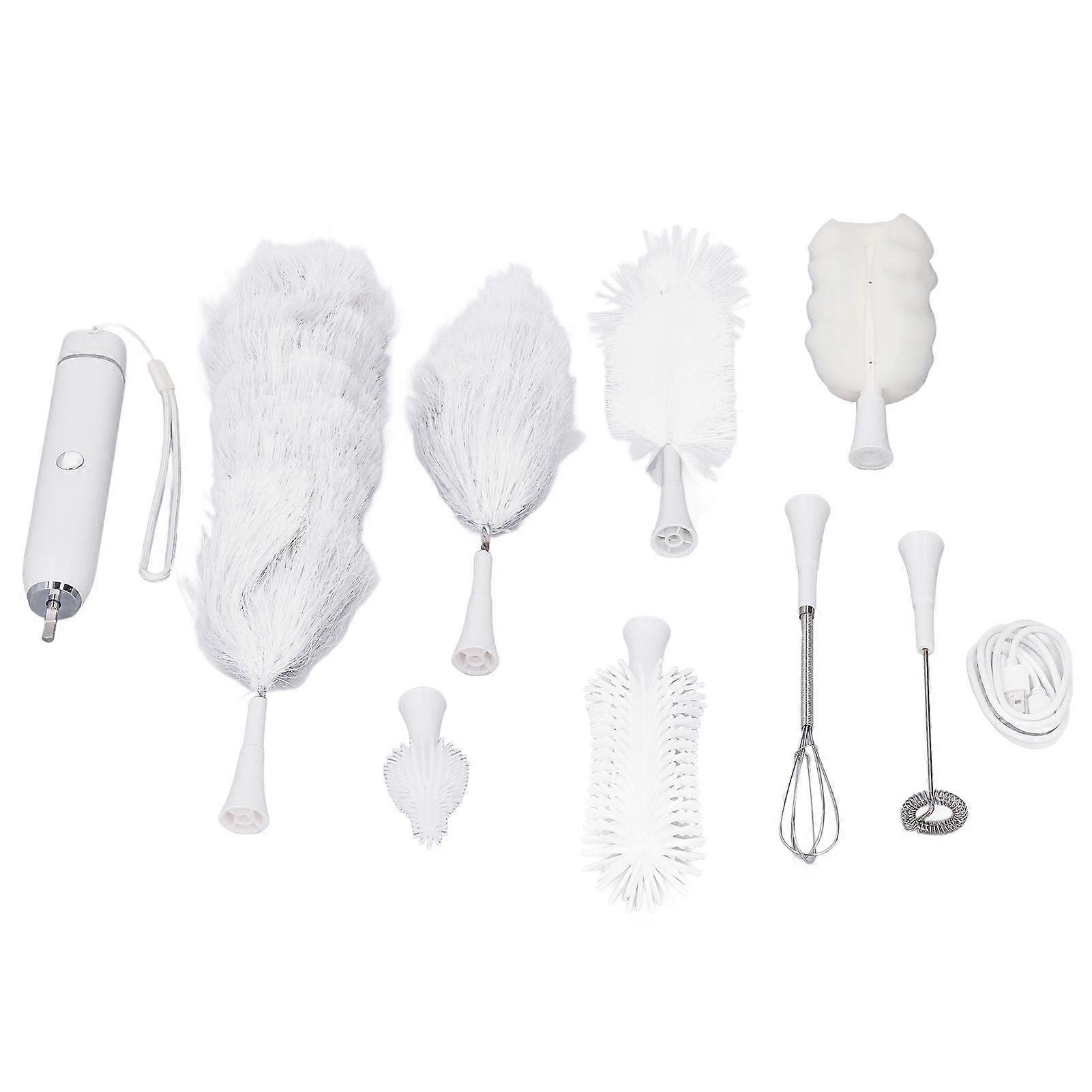Electric Bottle Brush Set IP65 Waterproof Replaceable Heads Cleaning Tool with Nipple Brush Milk Freighter Feather Duster