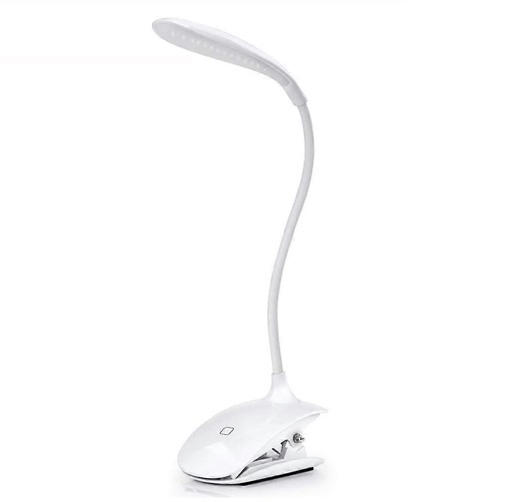 Desk Lamp LED Rechargeable Clip Lamp Folding Gooseneck 360 Degree Adjustable Reading Eye Protection White