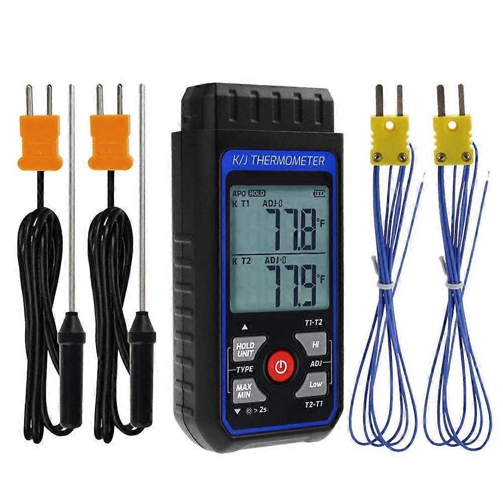 Thermocouple Thermometer Digital K Type With 4 Thermocouples 328 To 2500 F Measuring Range HVAC Thermometer