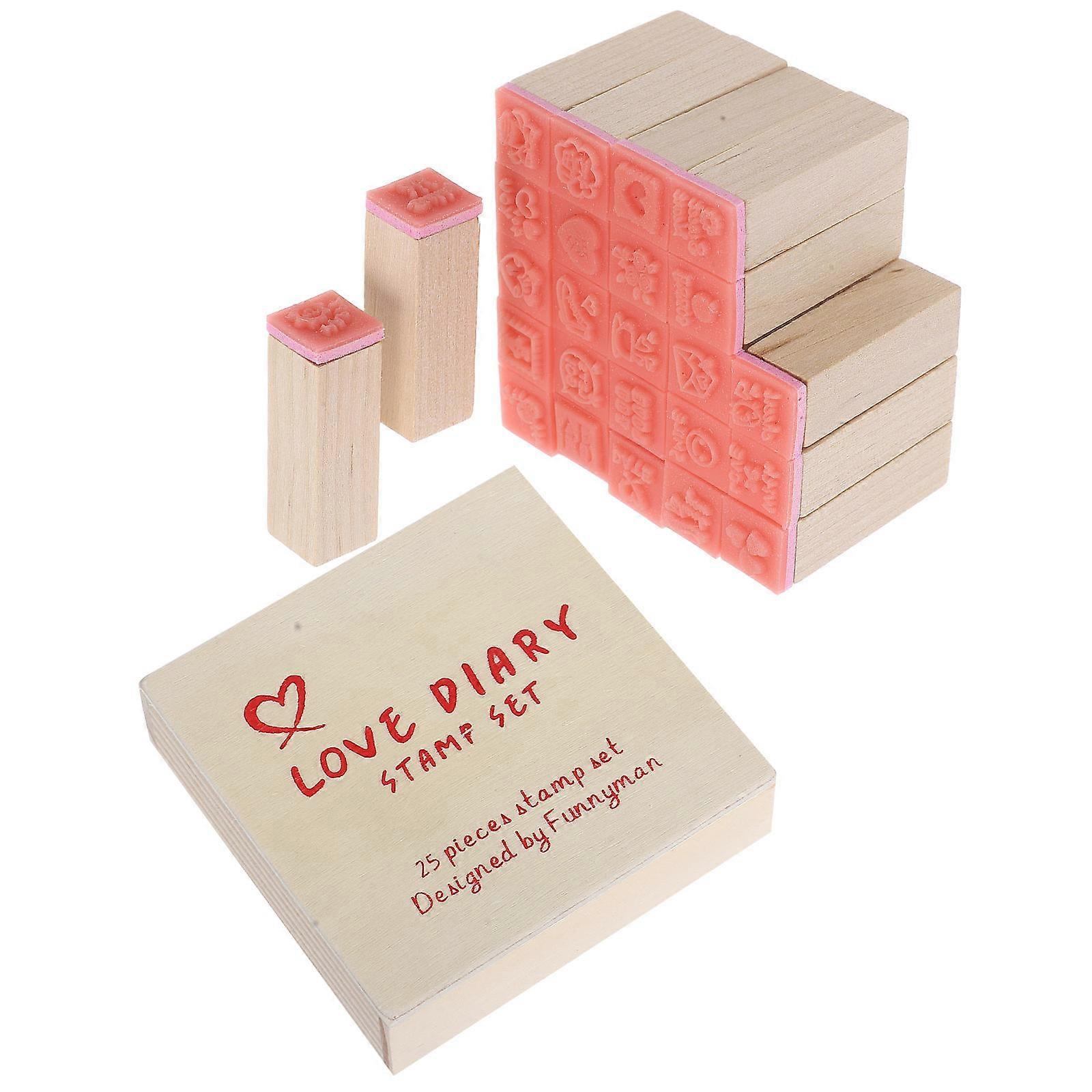 Scrapbooking Stamps Mini Seal Stamp Wooden Stamps for DIY Craft Red