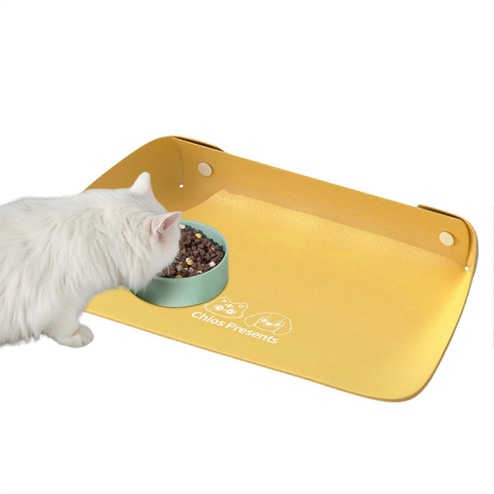 Pet Feeding Mat Cat Place Mat For Feeding SemiEdged NonSlip Feeding Area 60 X 50 Cm Yellow Model B