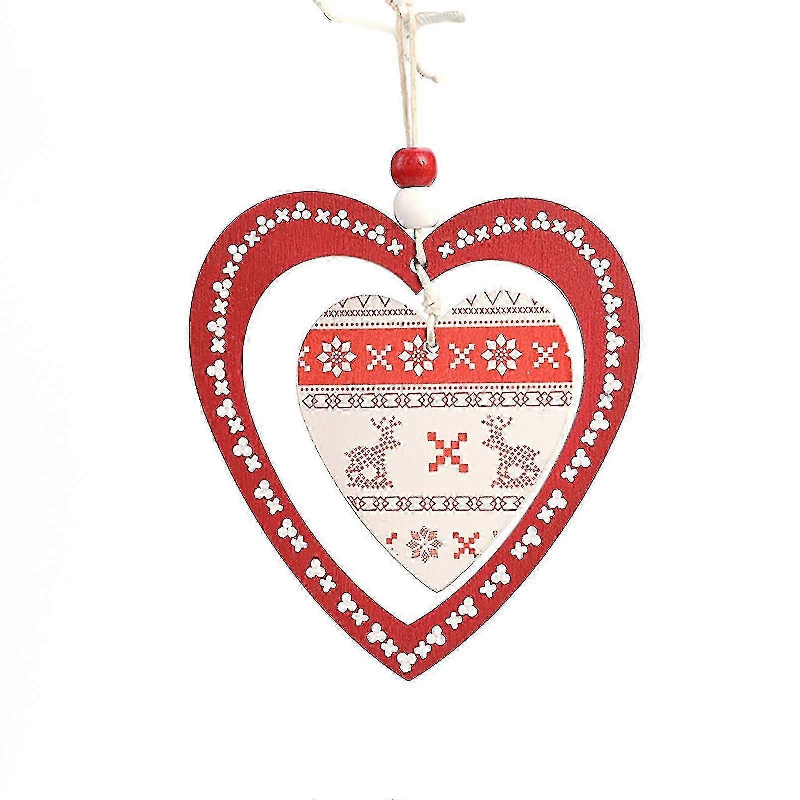 Christmas Farfi Christmas Tree Hanging Decoration Hollow Five-pointed Star Love Heart Wood Reusable Xmas Tree Ornament Pendant Party Holiday Decor Fes