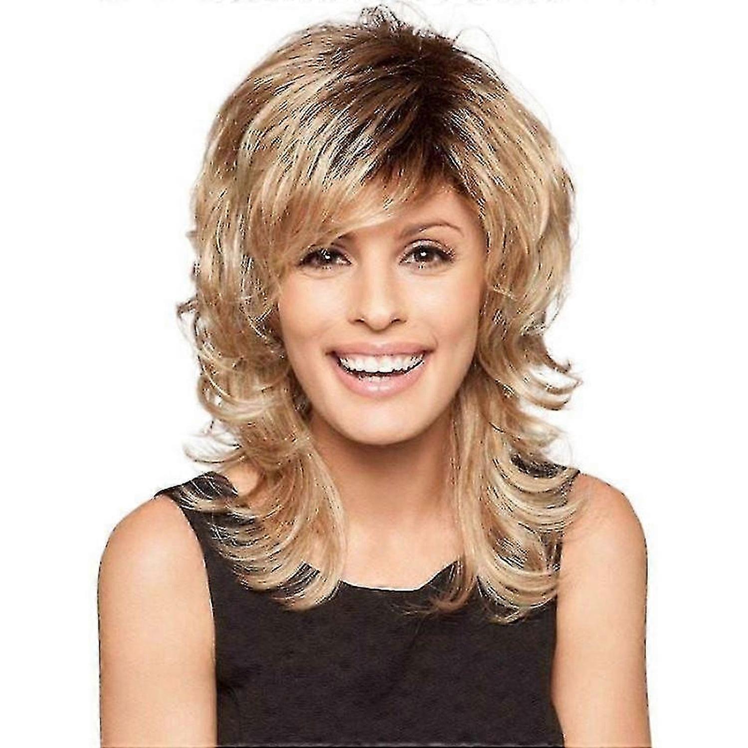 KINZON Perruque nuque longue ، برون ، avec balayage أشقر لعب ، برون