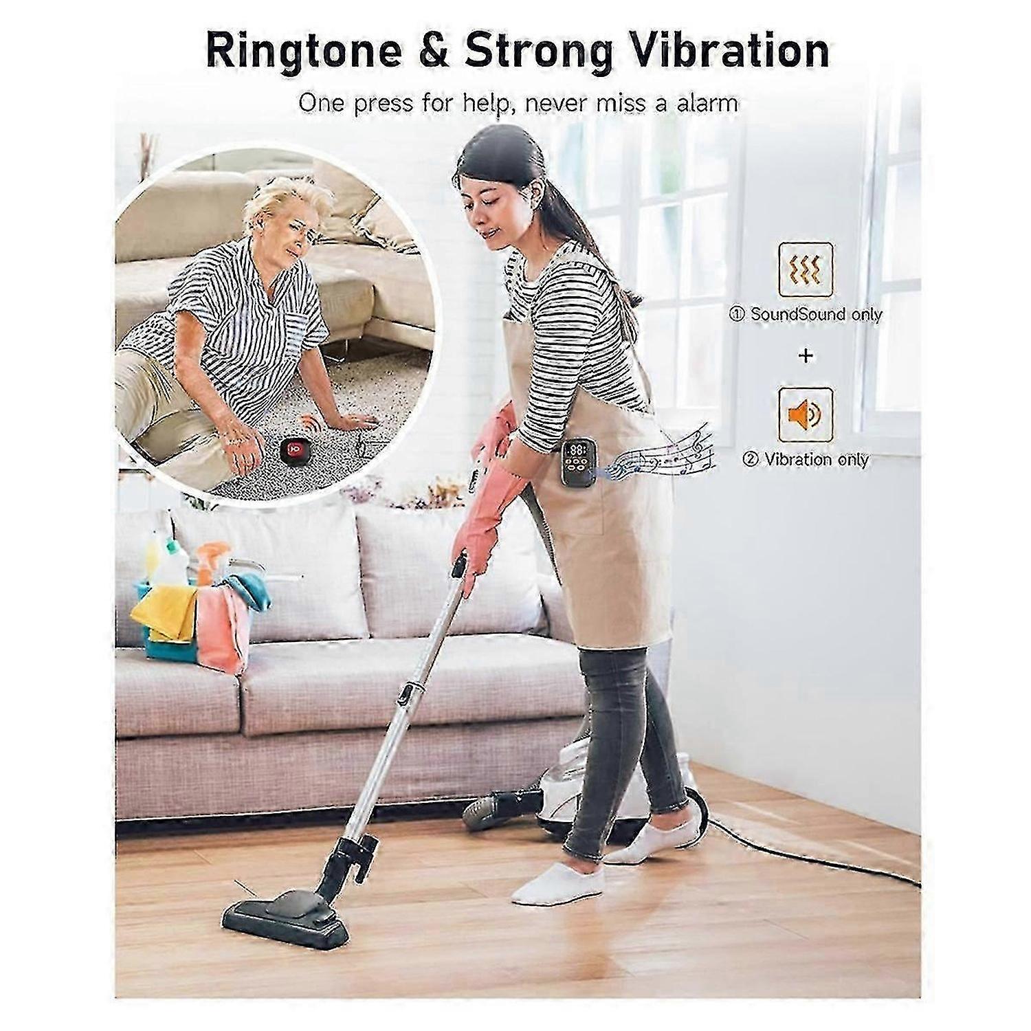 Wireless Caregiver Call Button for Elderly,Caregiver Pager Elderly Monitoring with Vibration, Alert