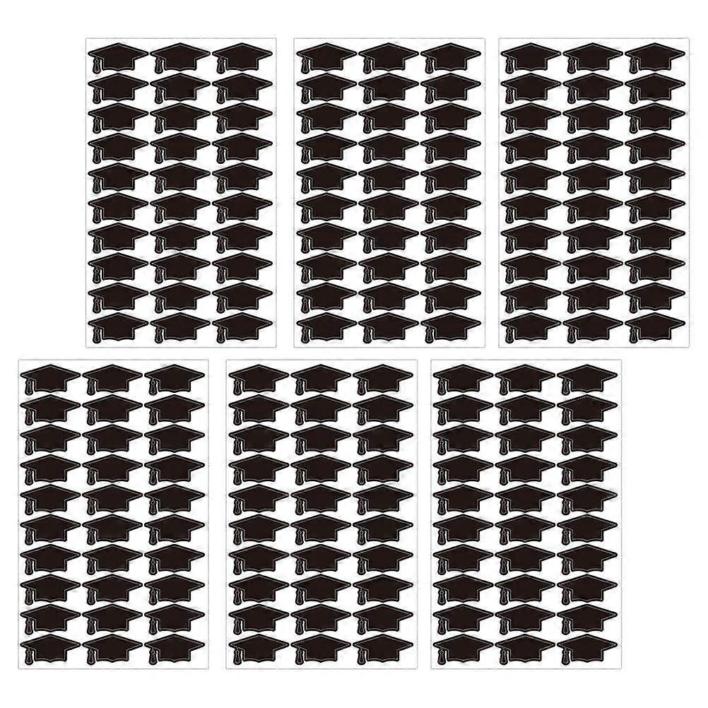 Graduation Themed Stickers Black Doctoral Hat Sealing Labels 6 Sheets