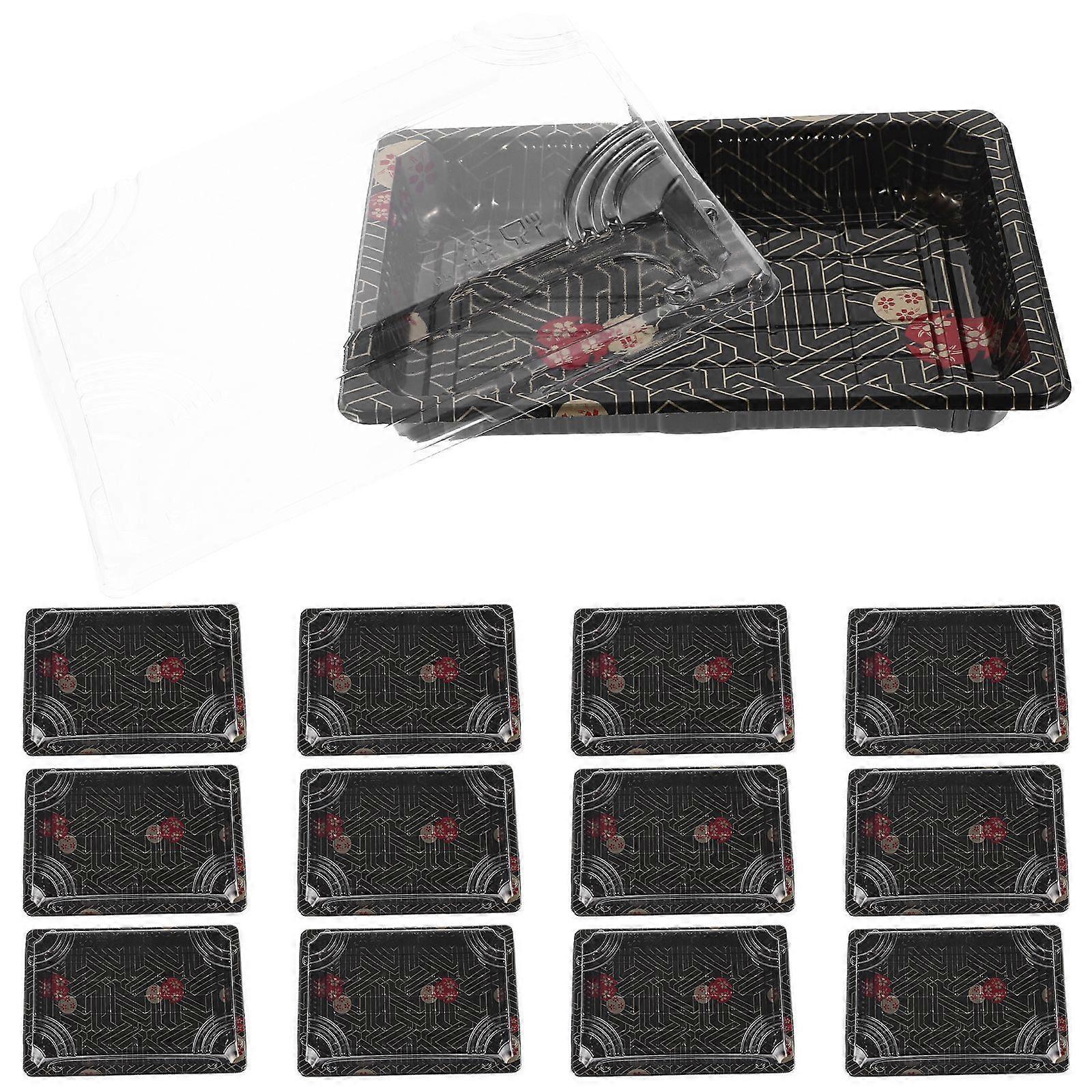 25 pcs Sushi Packaging Box Reusable Sushi Container Plastic Sushi Packing Tray with Lids