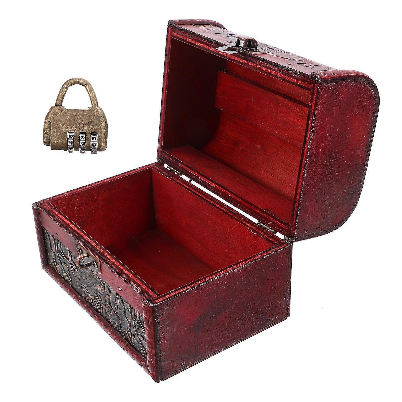 Red Wooden Jewelry Box for Storage Use with Password Lock 5Pcs