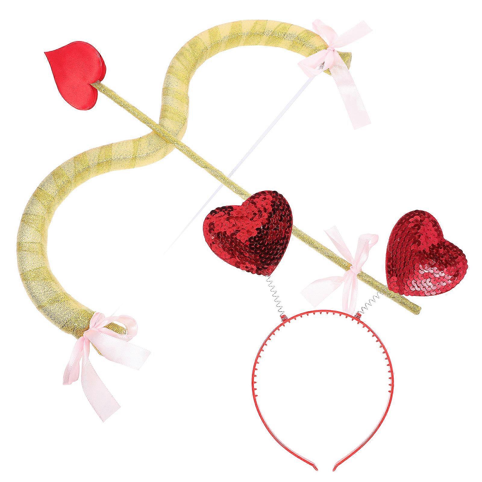 Cupid Costume Accessories Bow Arrow Set for Valentine 2Sets Headband