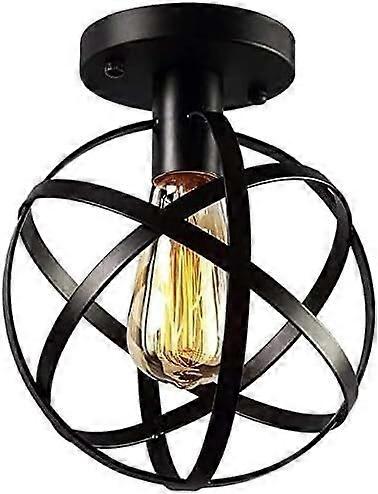 Industrial Flush Mount Ceiling Light, Metal Spherical Ceiling Lamp, Vintage Industrial Style Fixture, Simple and Beautiful