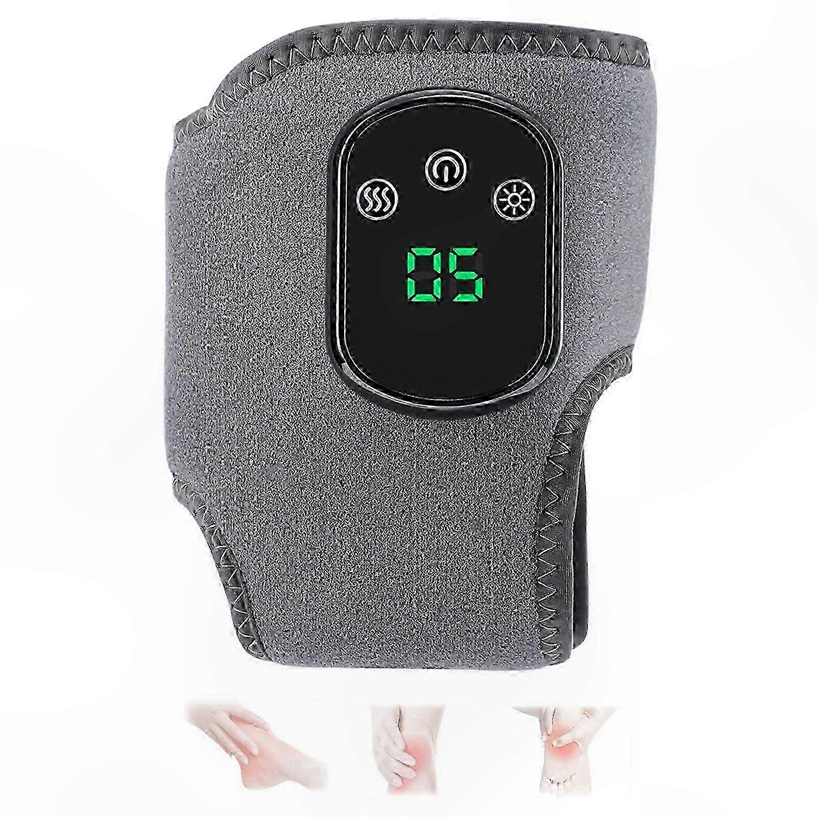 Wireless Heated Foot Massager with 3 Vibration Modes, Portable Ankle Wrap for Home Office Travel