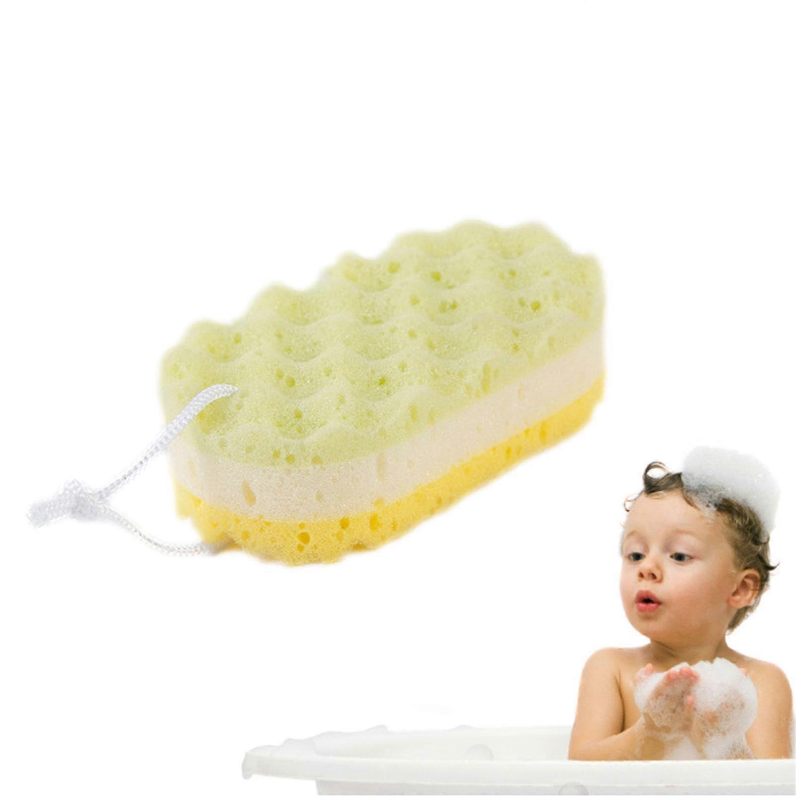 Bath Sponge Body Scrubber - Ergonomic Soft Foam Bathing Towel for Family and Friends, Three-Layer Design, Yellow Color